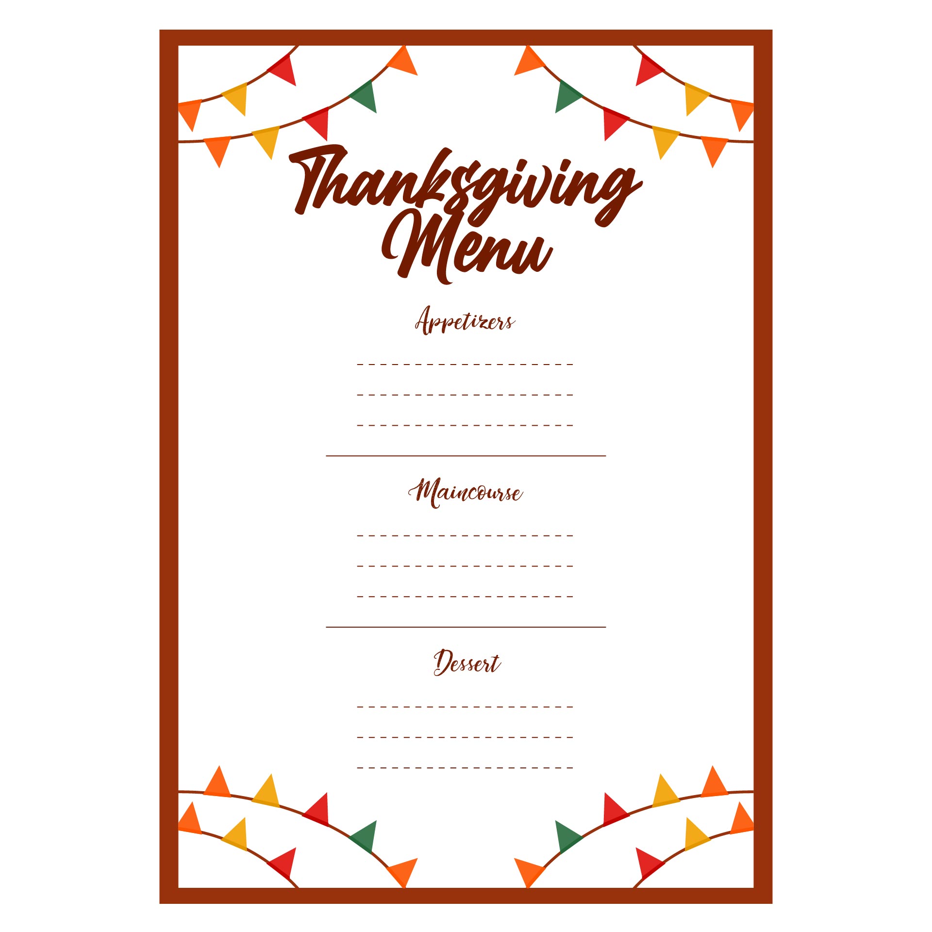 Thanksgiving Dinner Menu Template