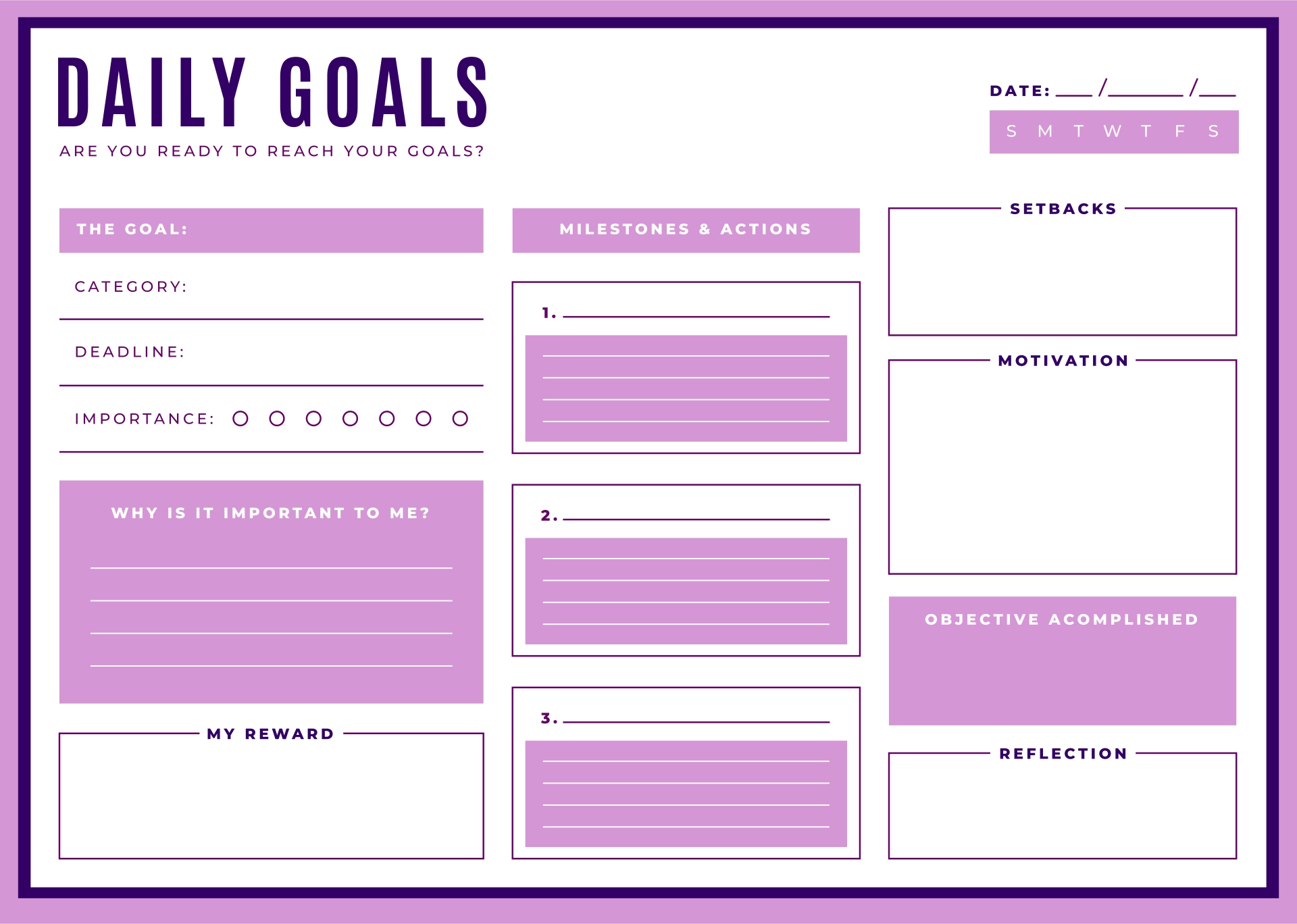 Printable Goal List