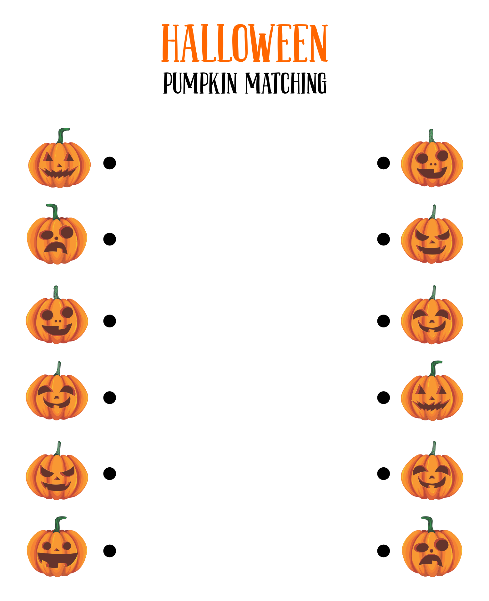 Printable Halloween Matching Game for Toddlers