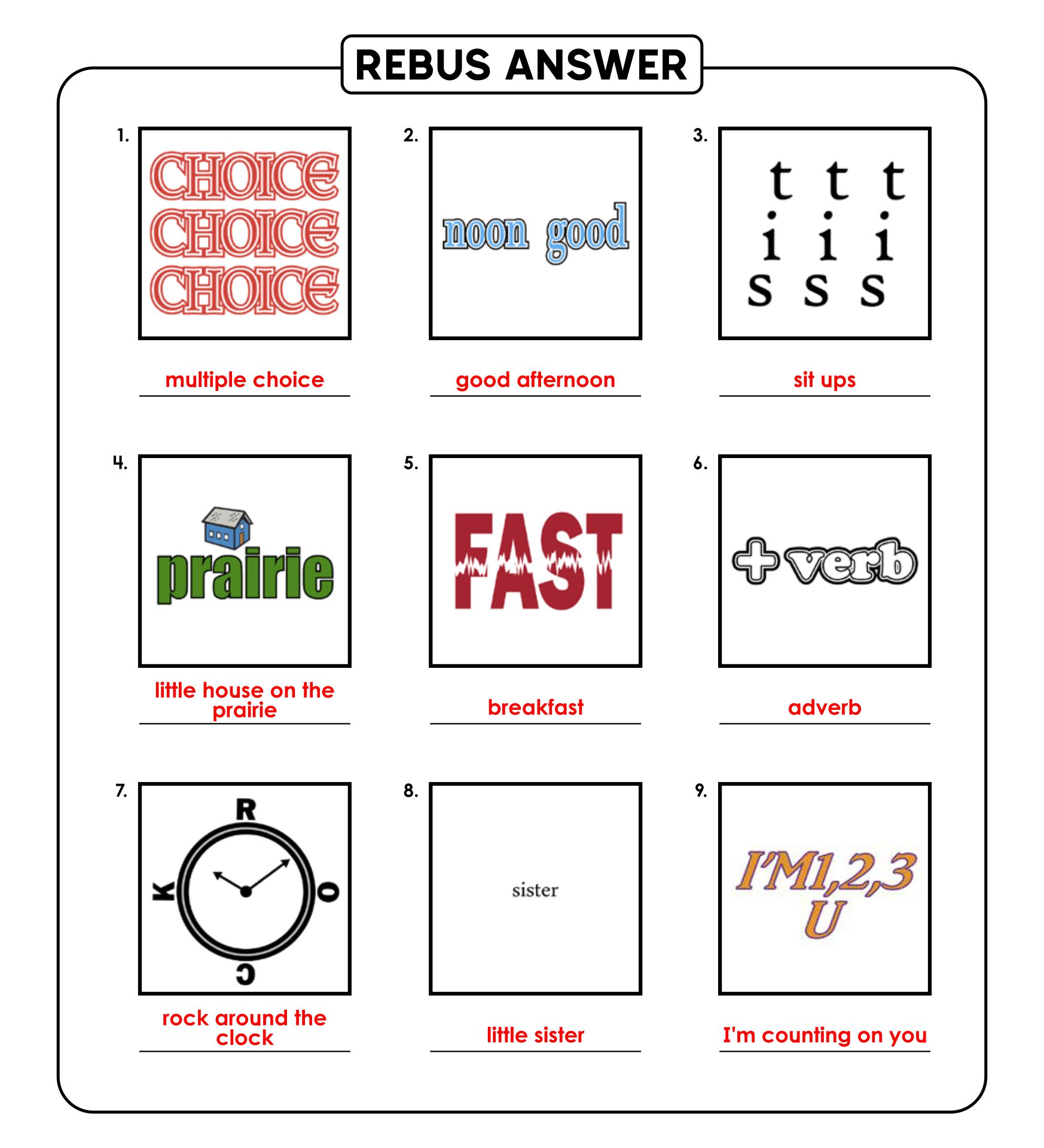 Printable Rebus Puzzles With Answers