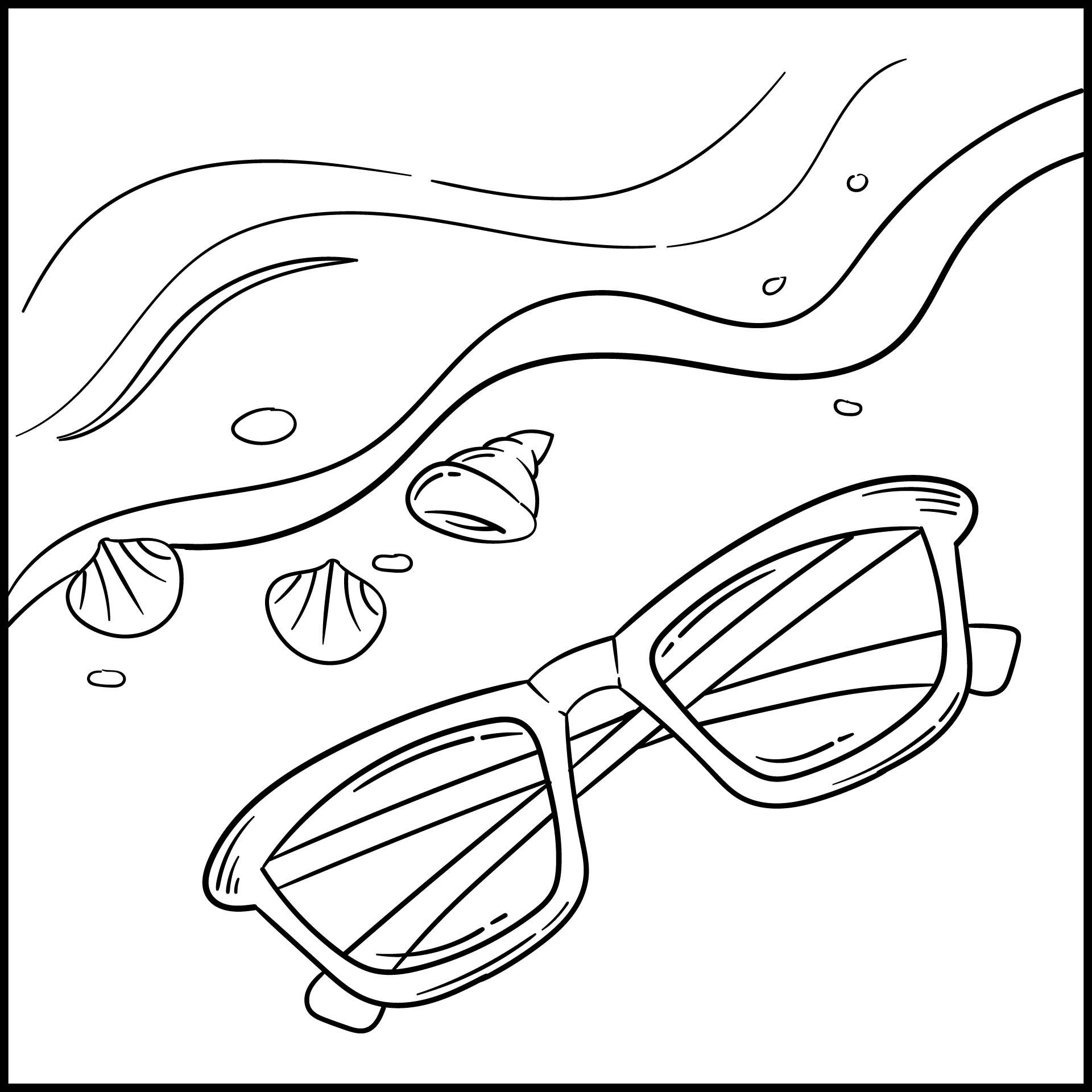 Sunglasses Coloring Page Template