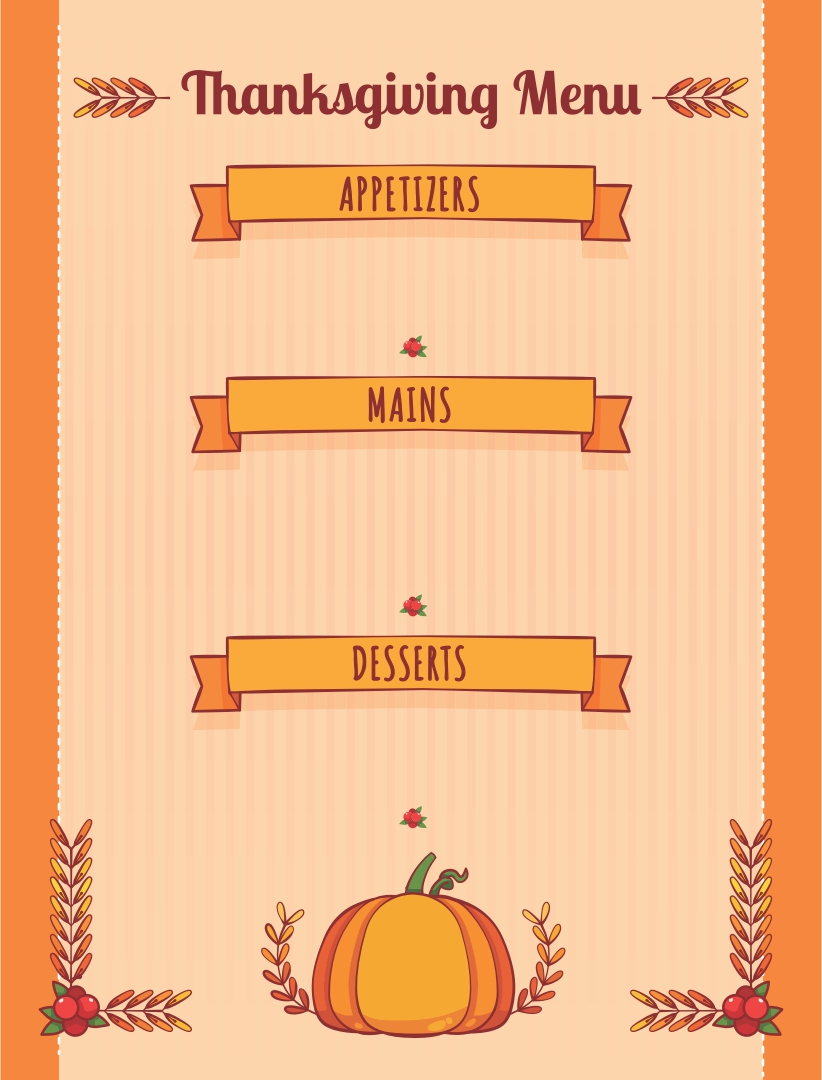 Thanksgiving Menu Card Templates - 10 Free PDF Printables | Printablee