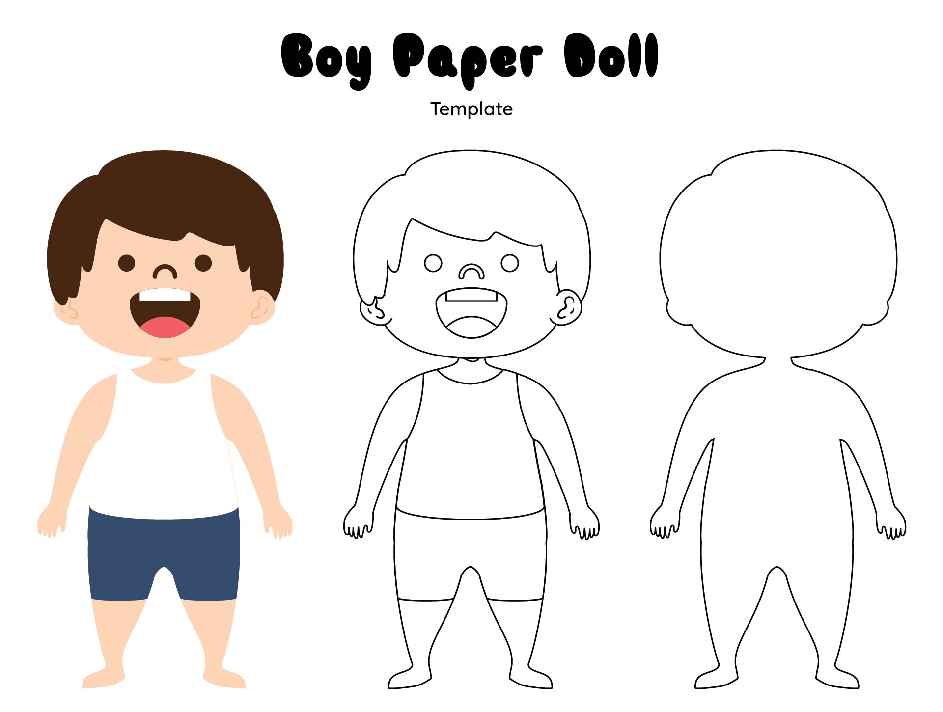 Boys Paper Doll Body Template