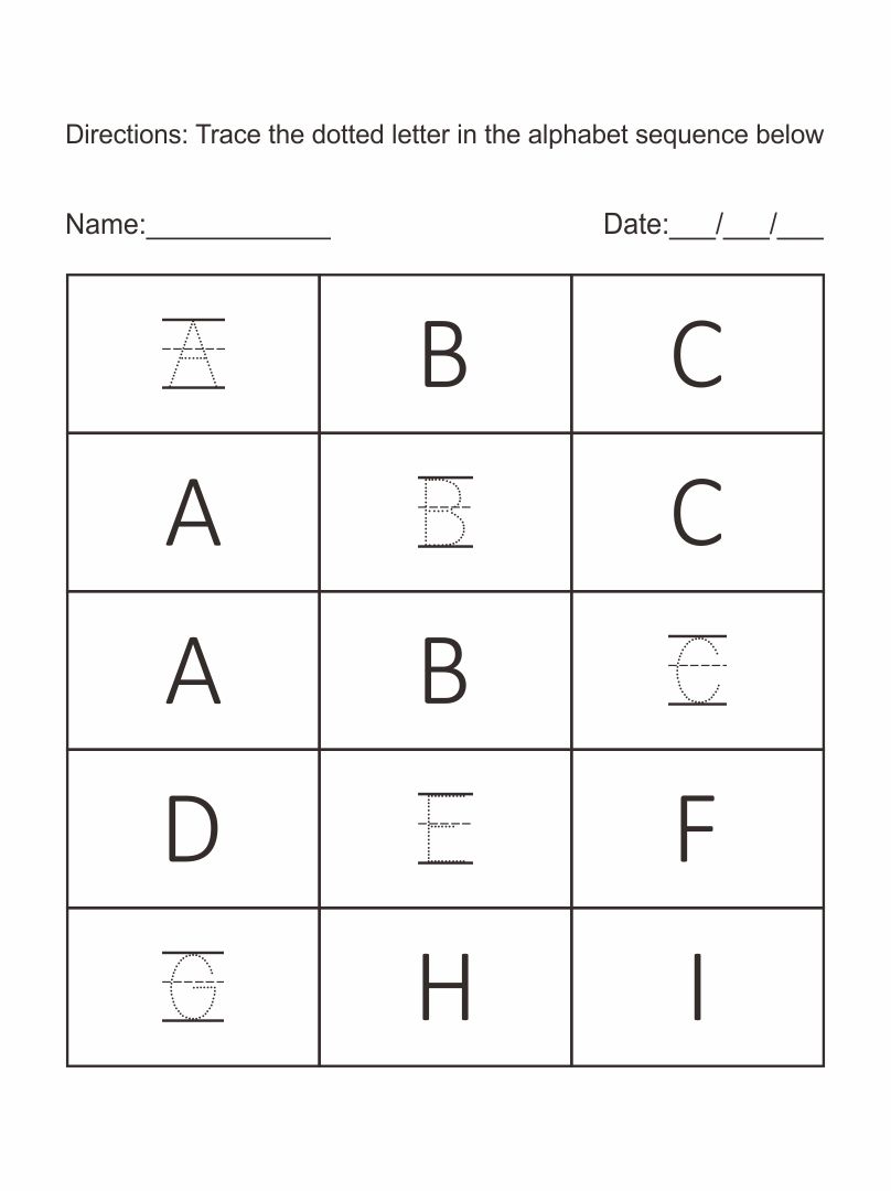 pre k worksheets abc