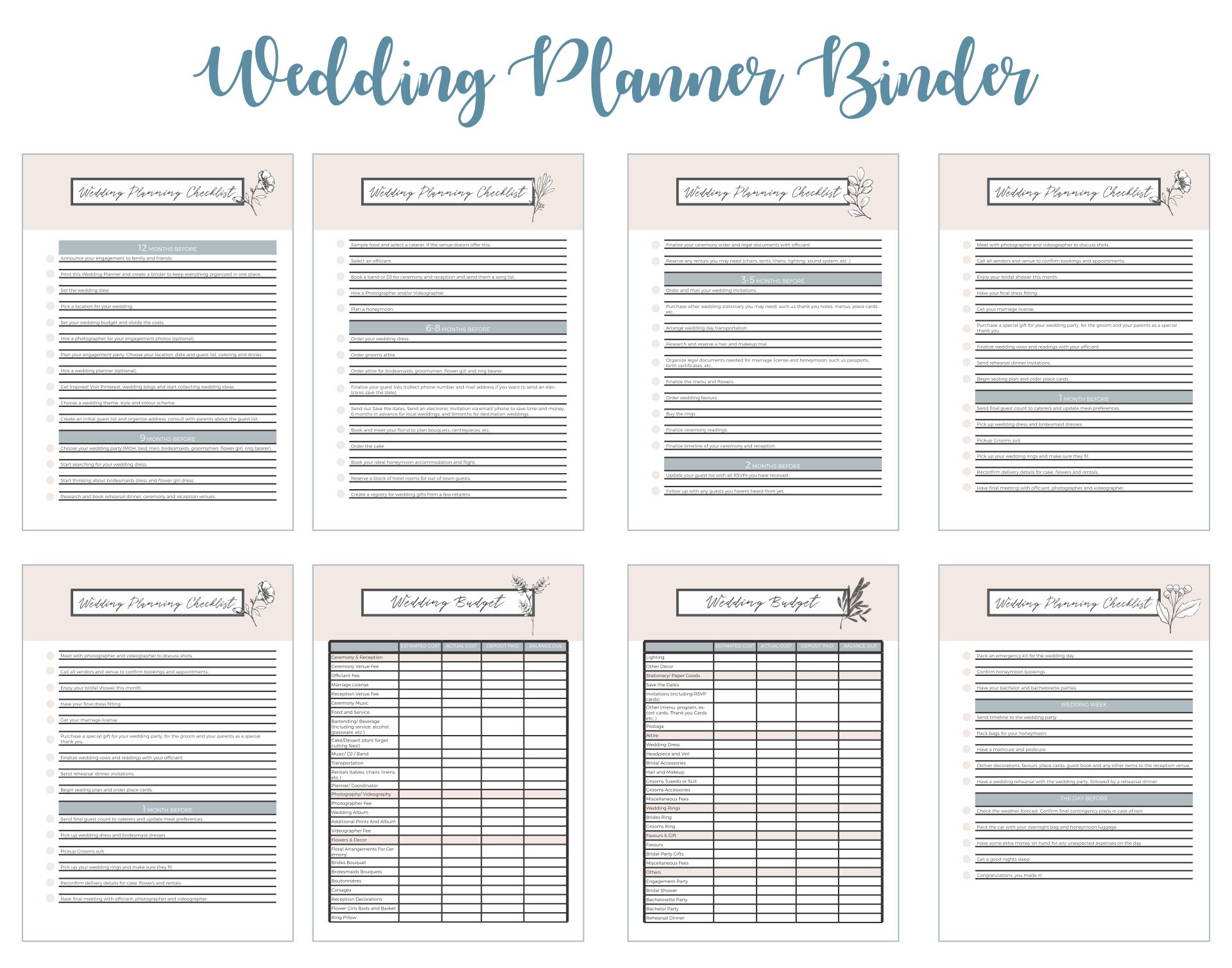 Printable Wedding Planner Binder - Printable World Holiday