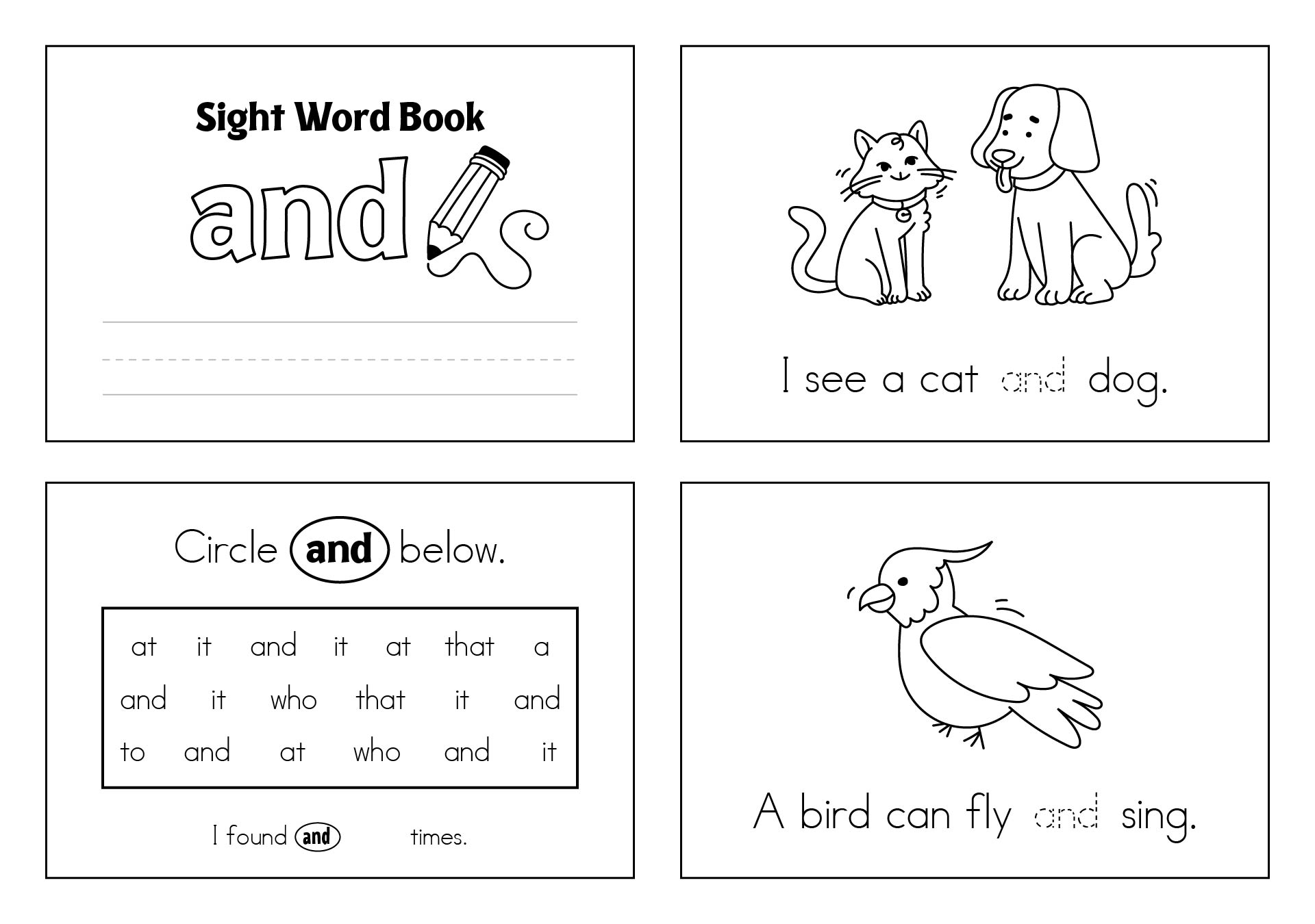 Kindergarten Sight Word Book