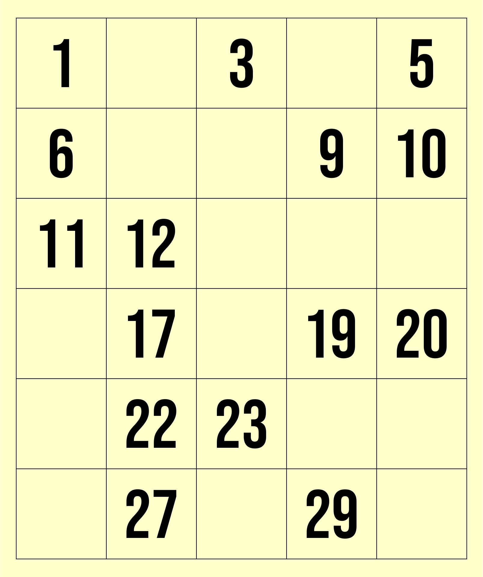 9 Best Images of Printable Numbers From 1 30 - Printable Number Chart 1 ...