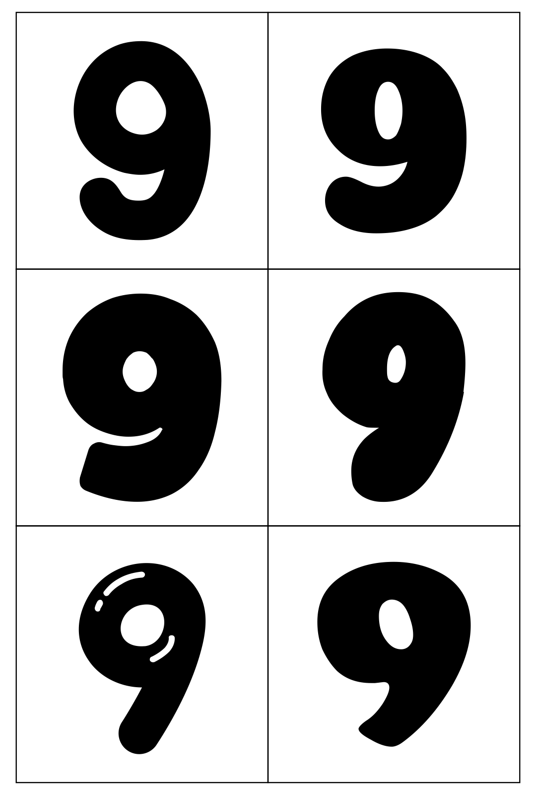 Printable Bubble Numbers 9