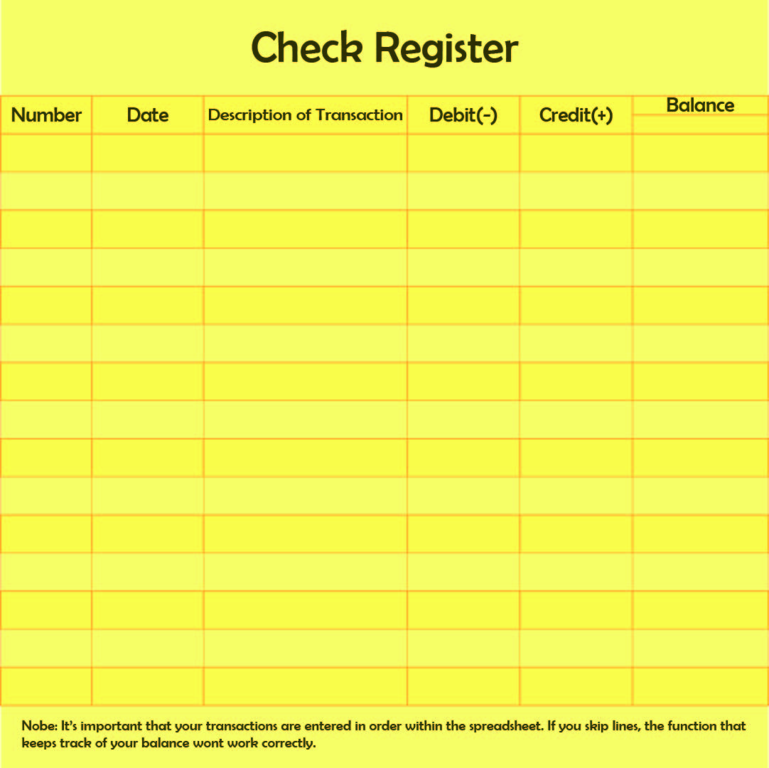 electronic check register free electronic check register free