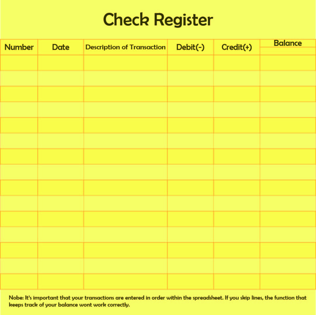 Printable Checkbook Register Printable Youthgilit