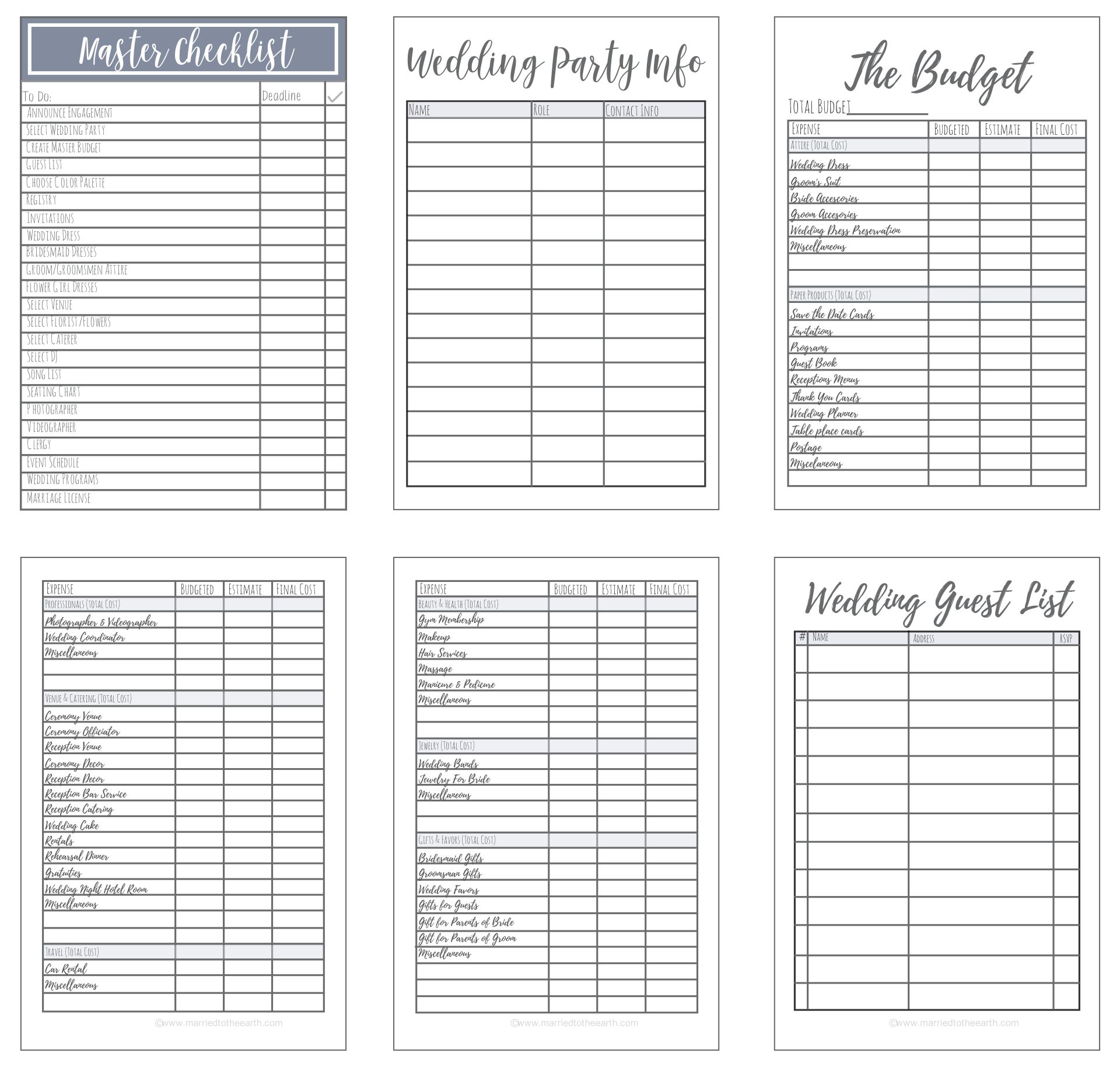 Wedding Planning - 10 Free PDF Printables | Printablee