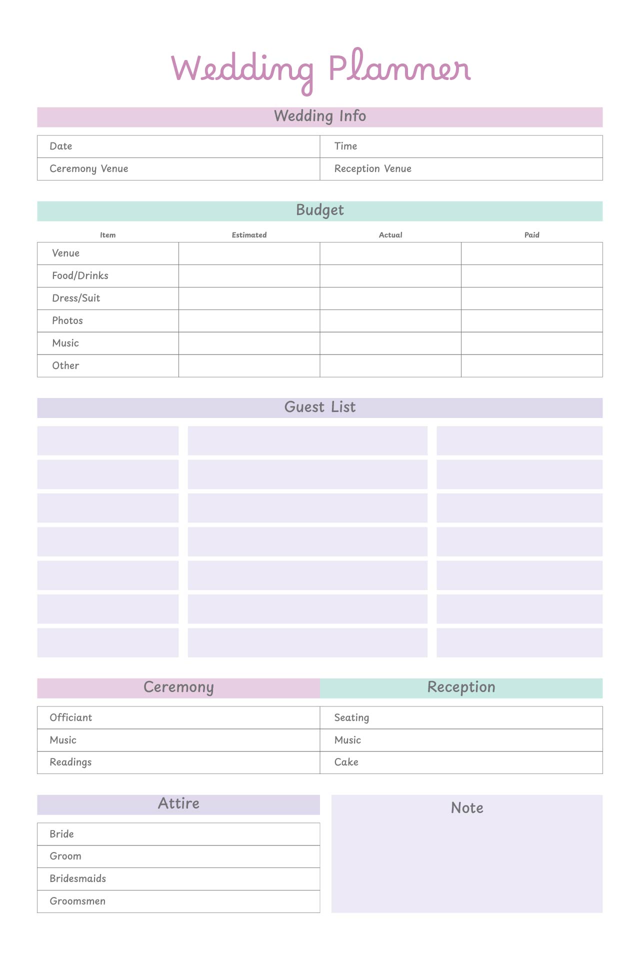 Free Wedding Organizer Printables Plan Your Dream Day Printables