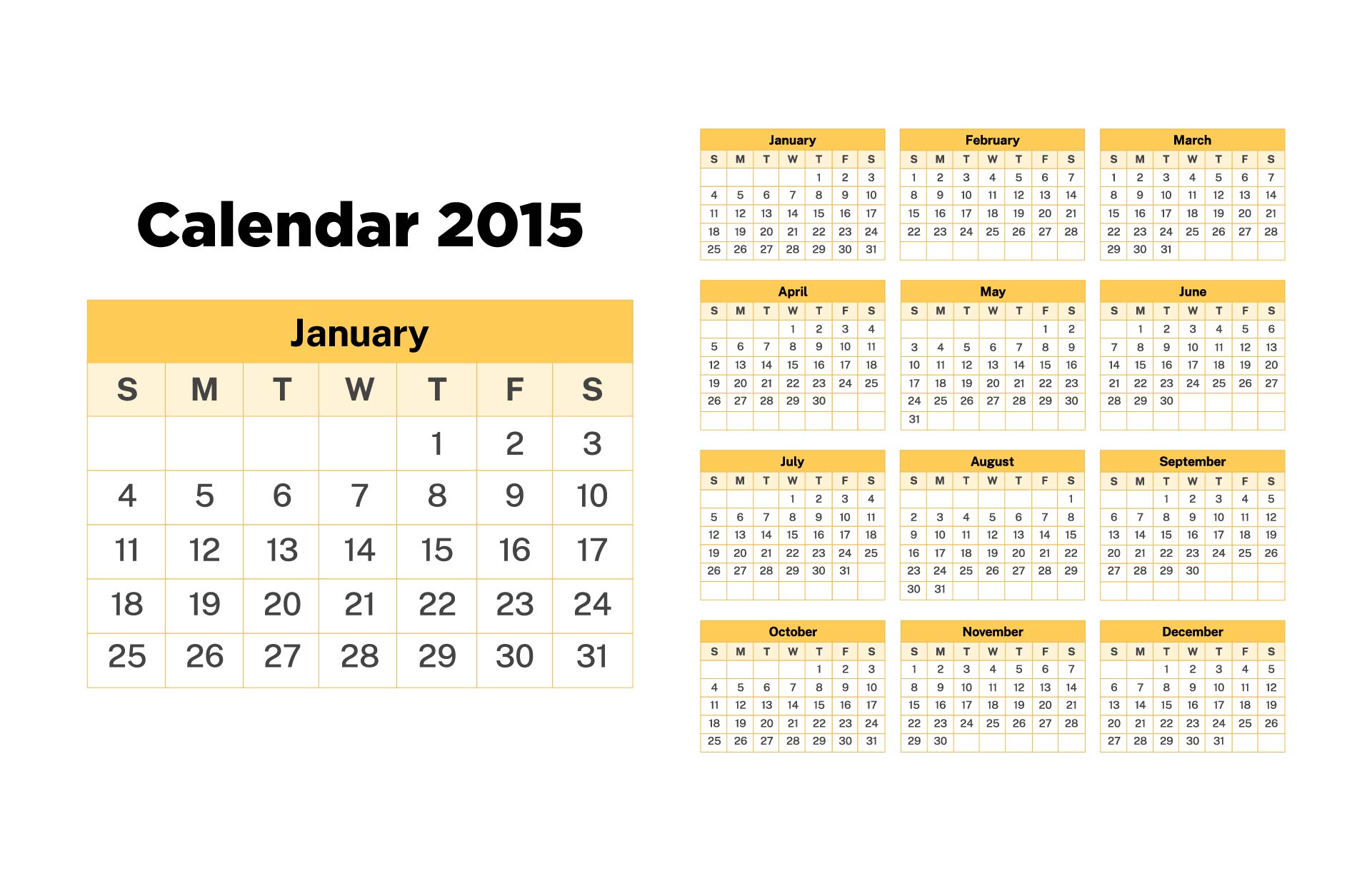 2015 Quarterly Calendar