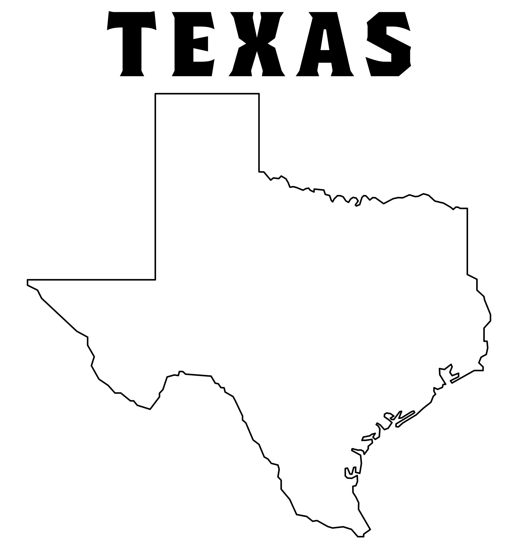 Blank Texas Map Outline Printable