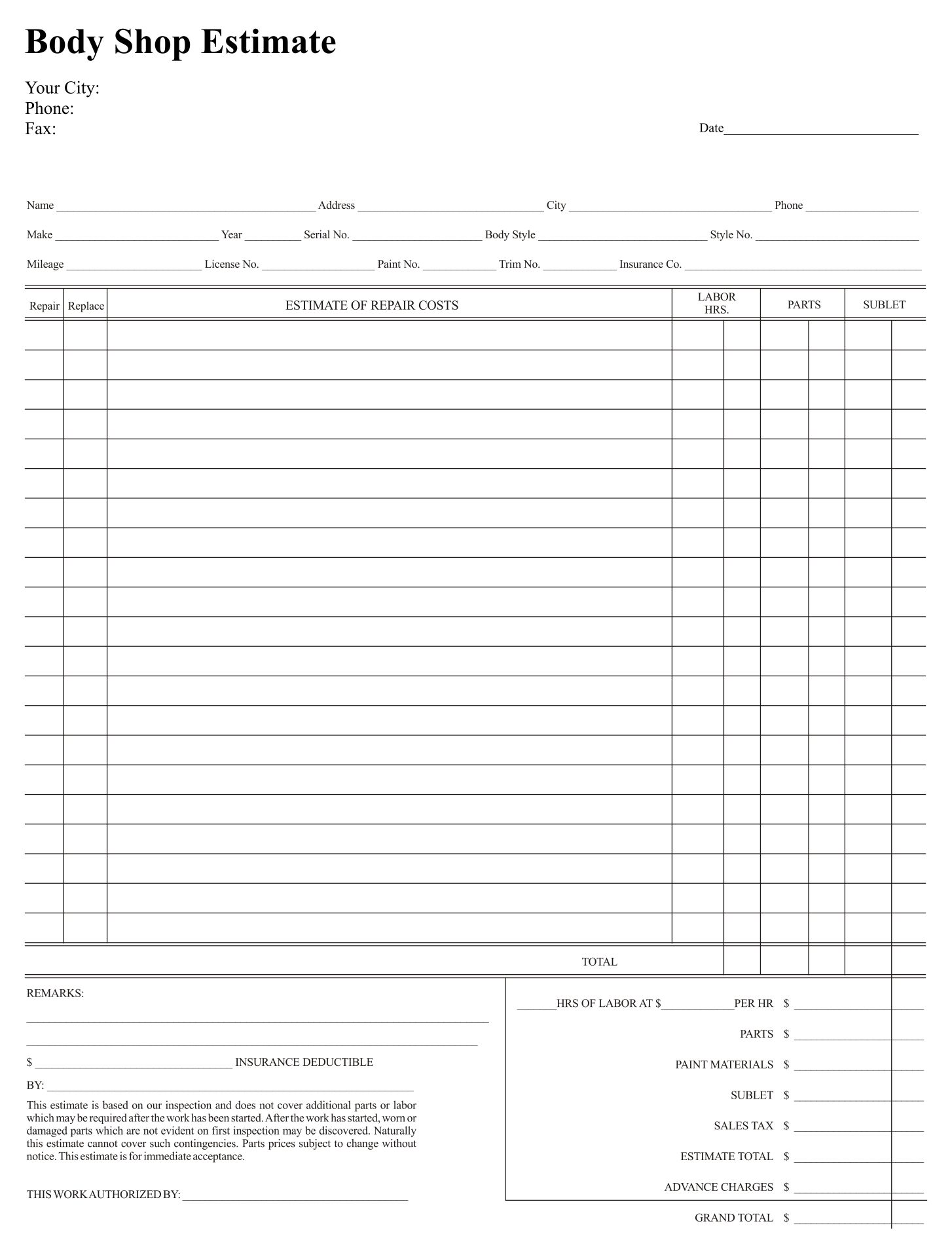 10 Best Free Printable Estimate Templates Blank Downloadable 