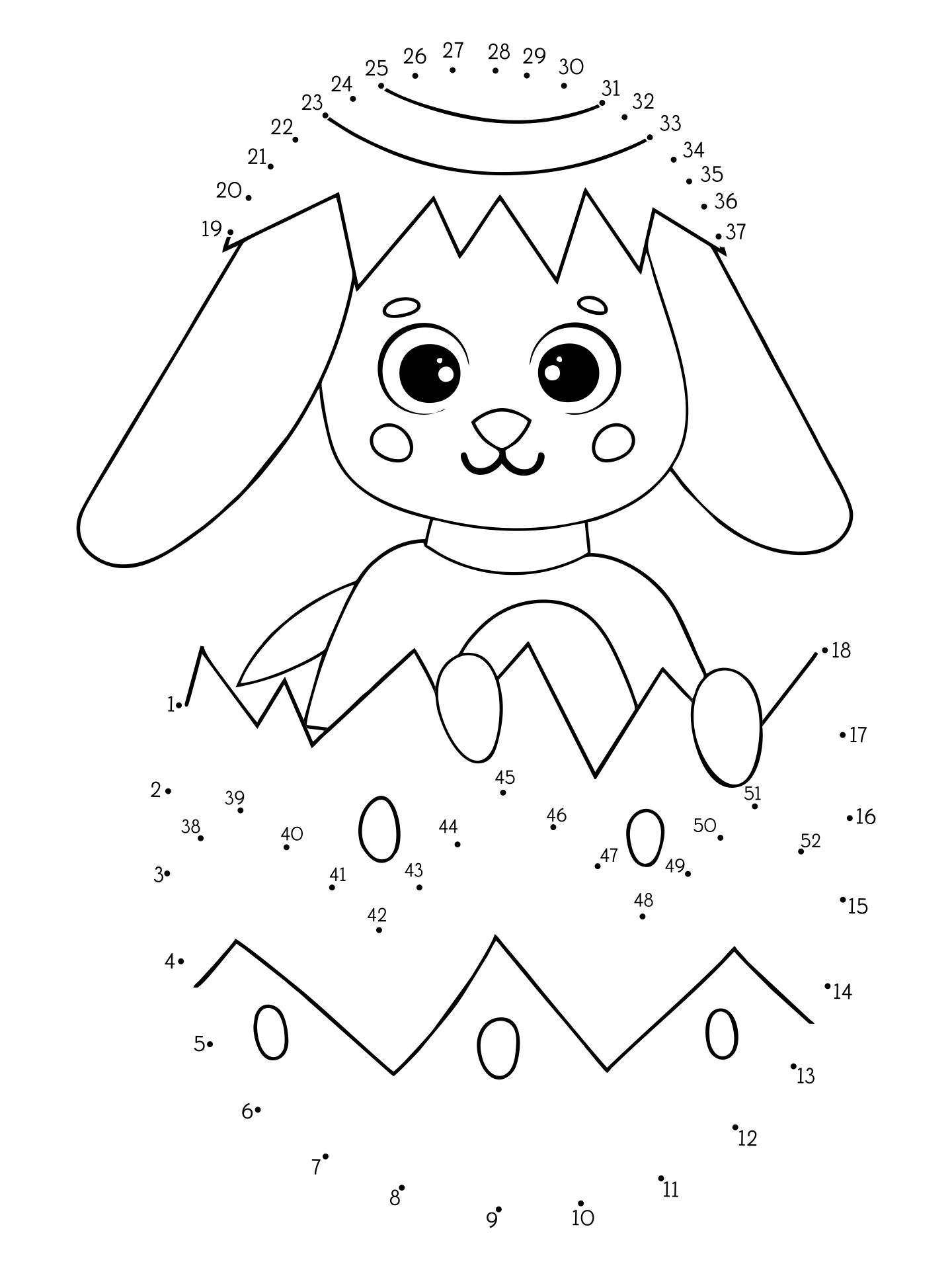 Easter Bunny Dot to Dot Coloring Pages