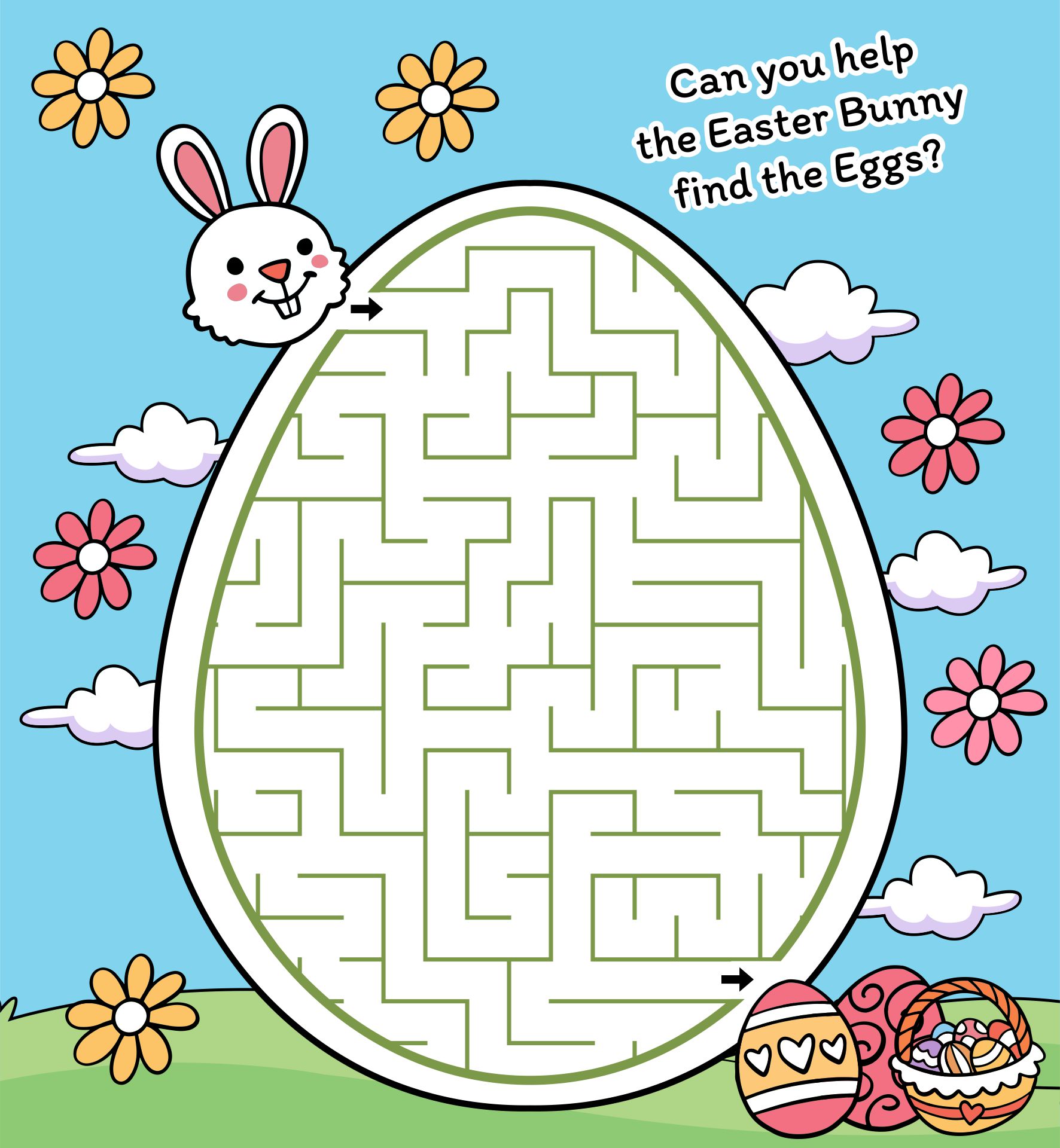 Easter Egg Maze Pages Printable