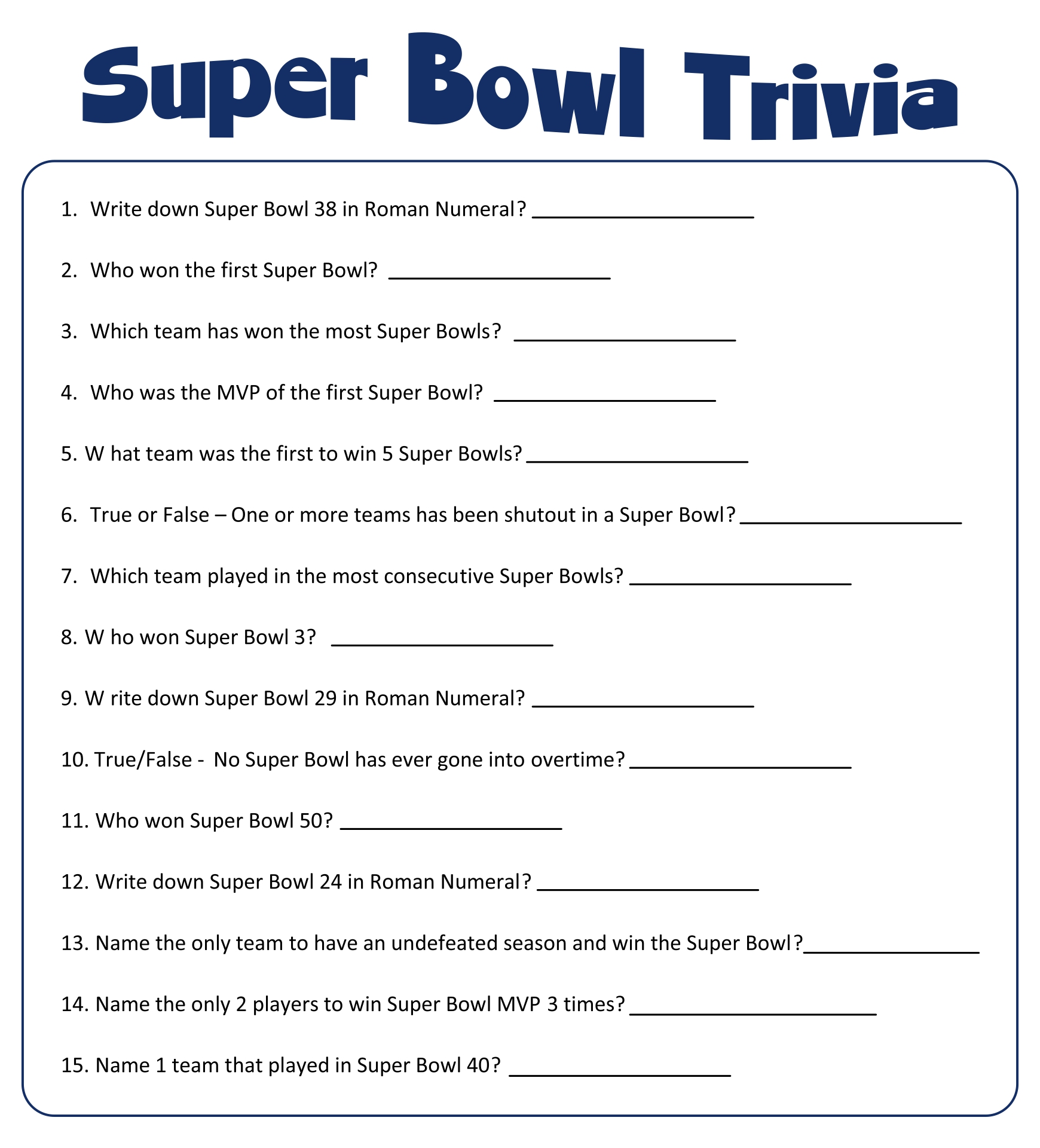 Sports Trivia Worksheet - 6 Free PDF Printables | Printablee