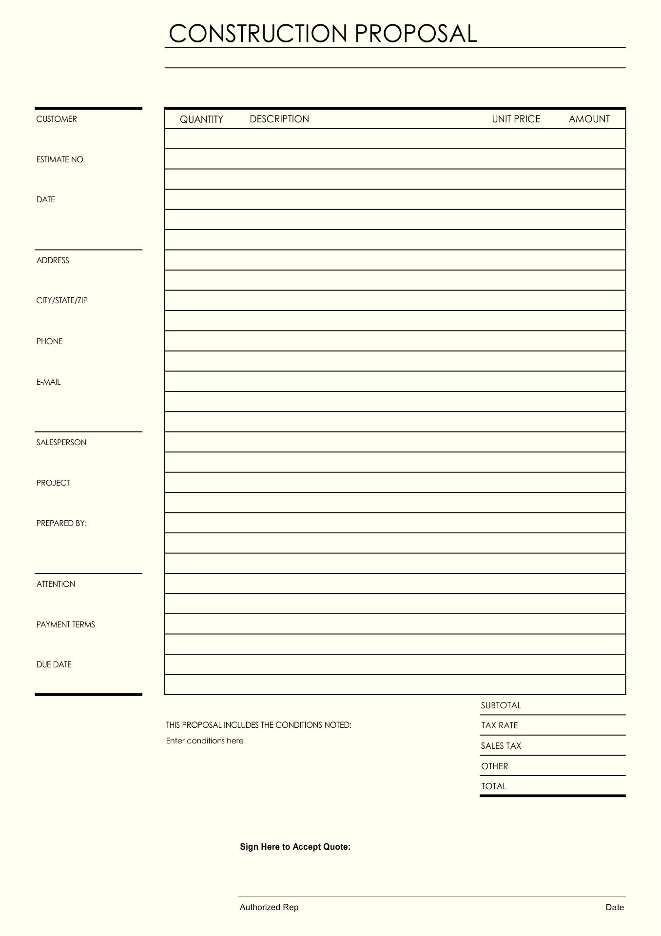 Free Contractor Proposal Template