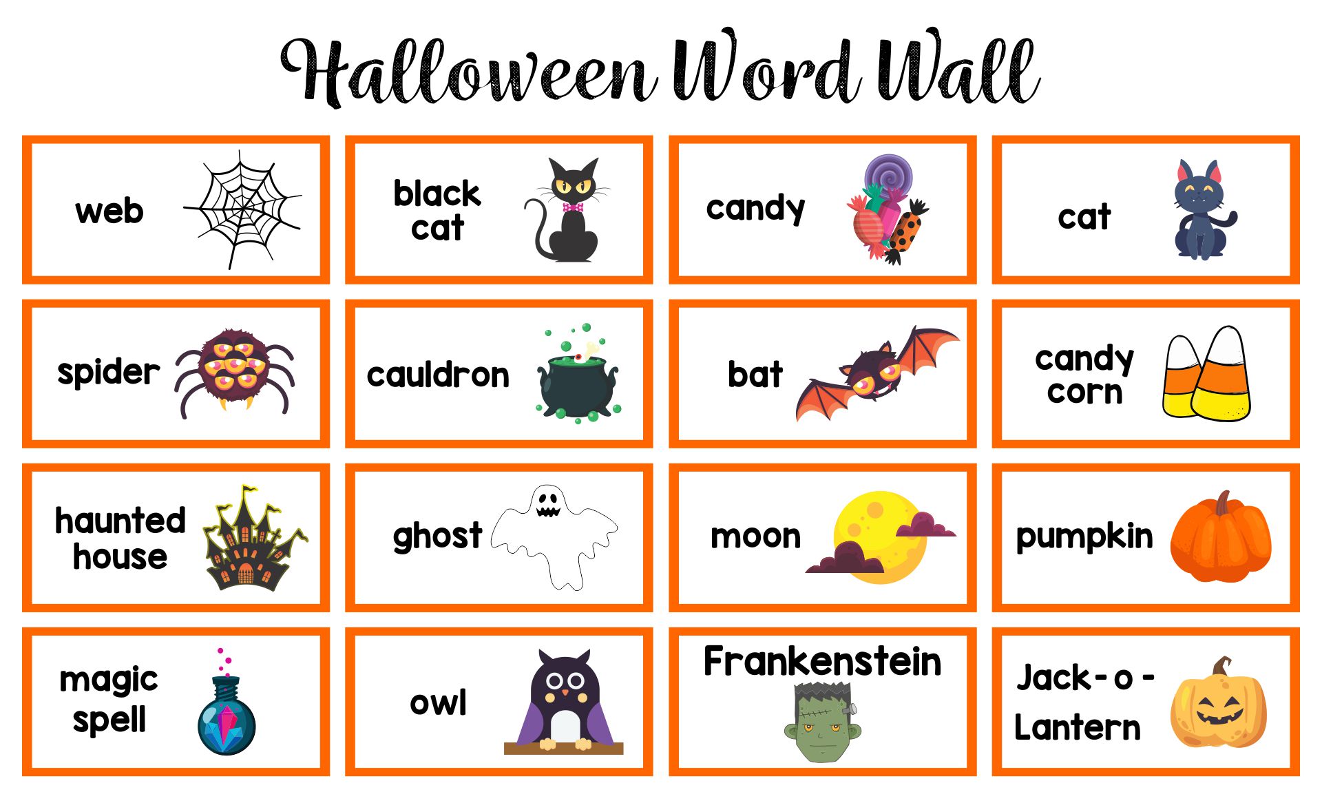 Halloween Word Wall Vocabulary