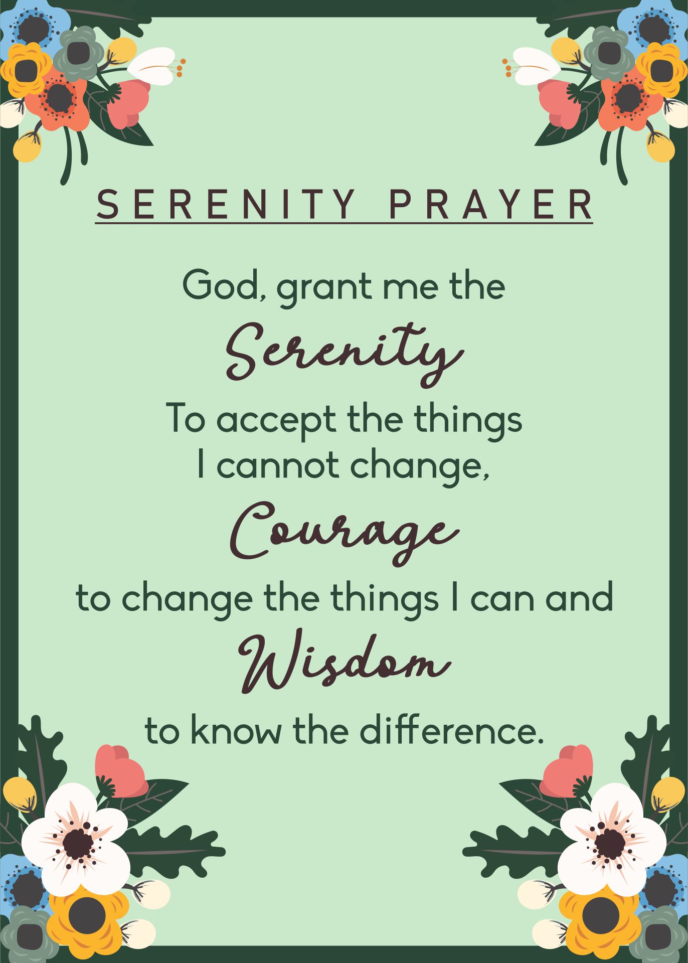 Free Printable Serenity Prayer