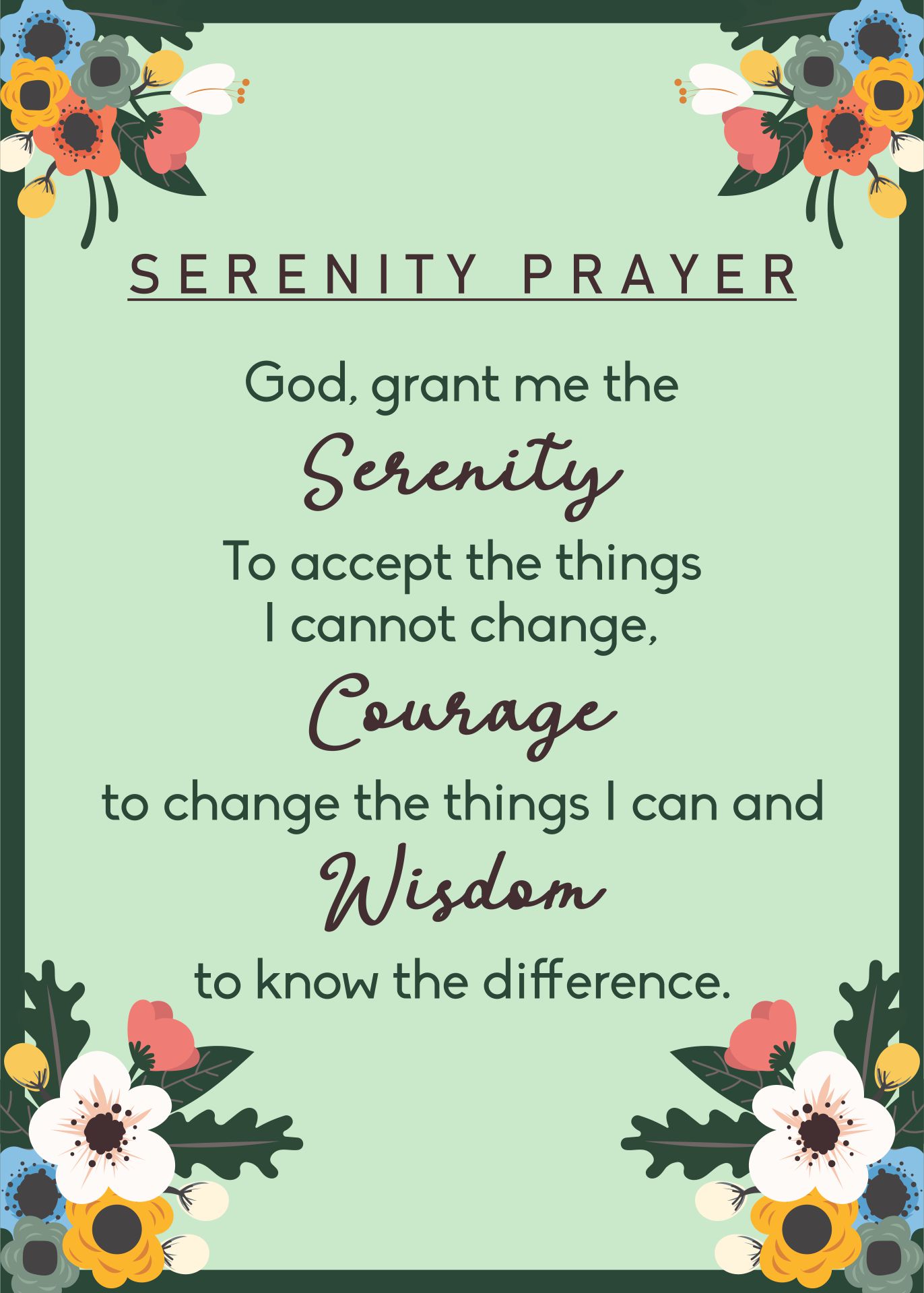 10 Best The Serenity Prayer Printable Version Printablee