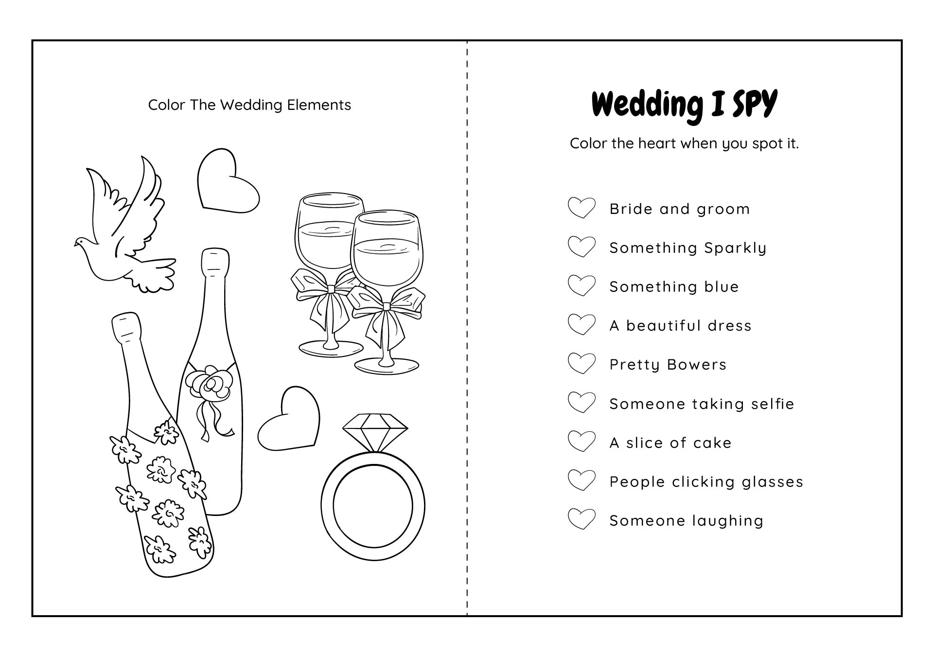 Printable Wedding Activity Pages