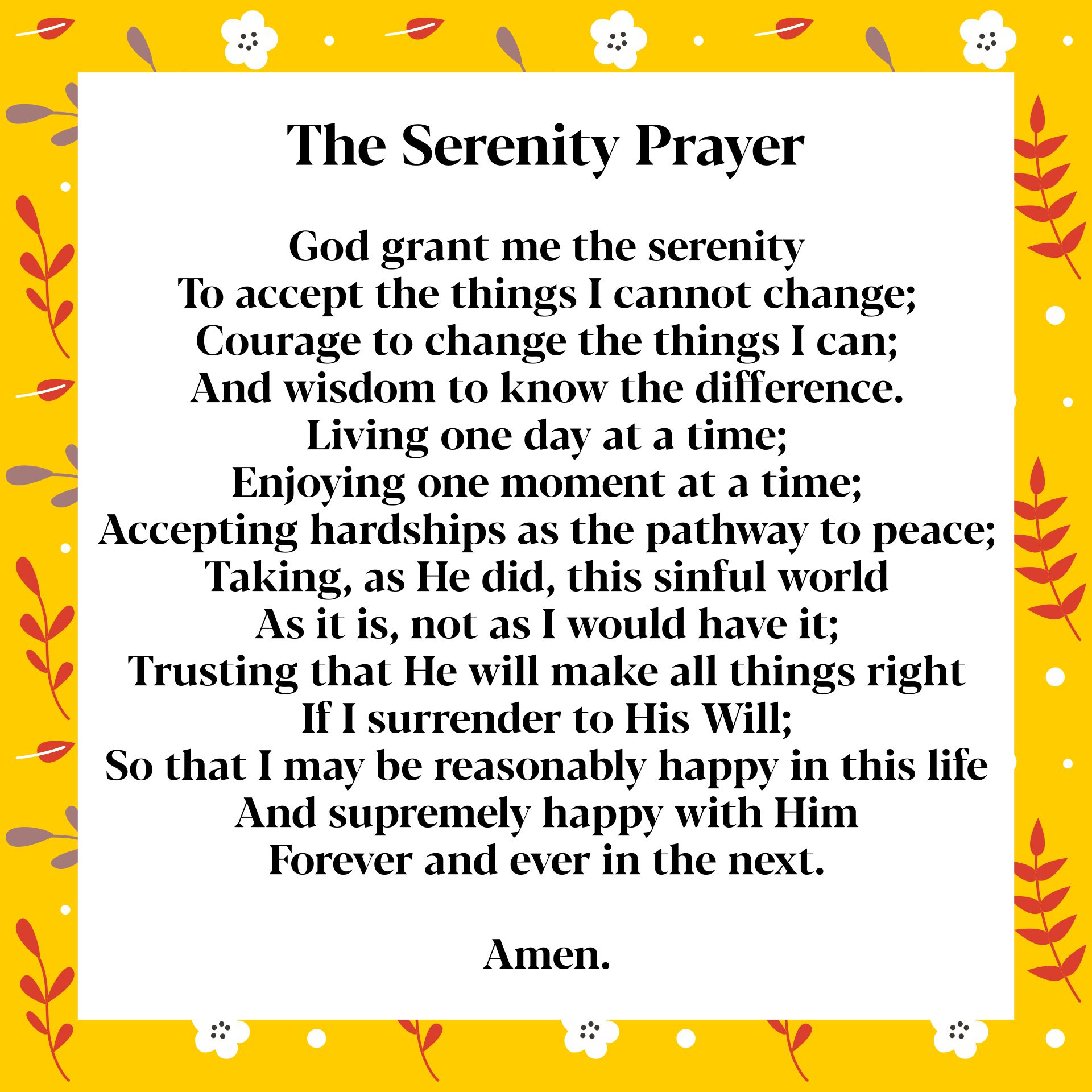Full Serenity Prayer Printable Customize and Print