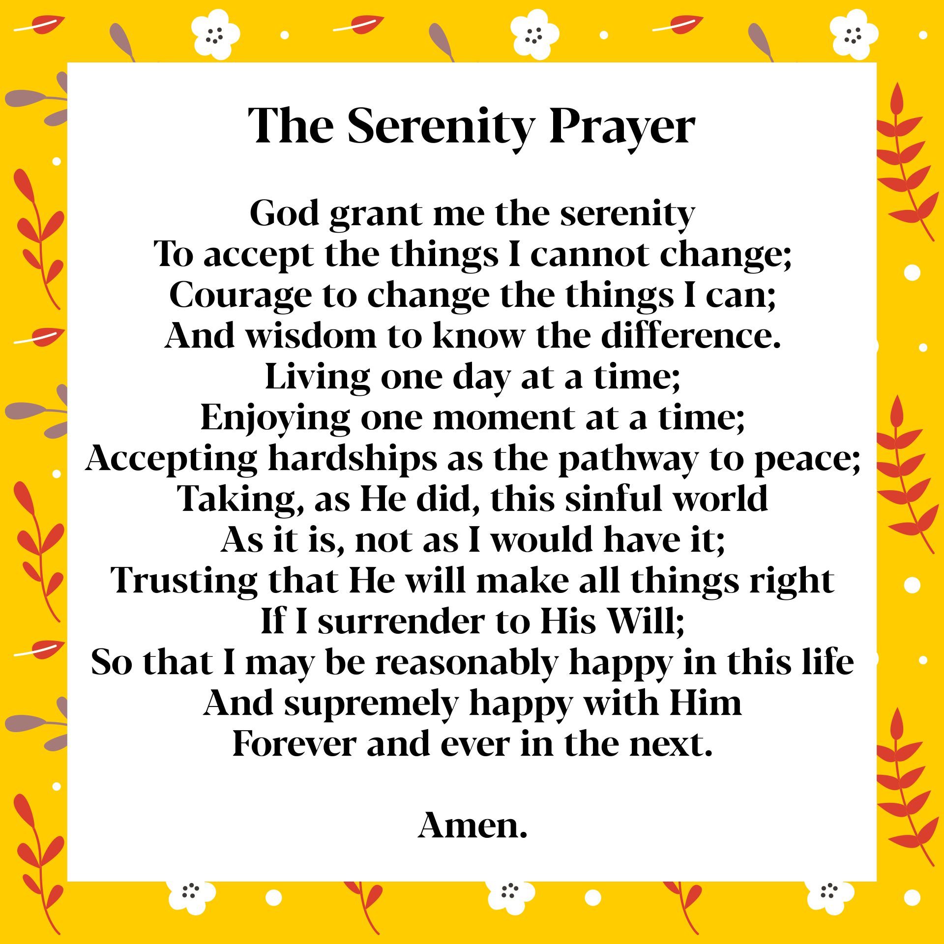 Full Serenity Prayer Words