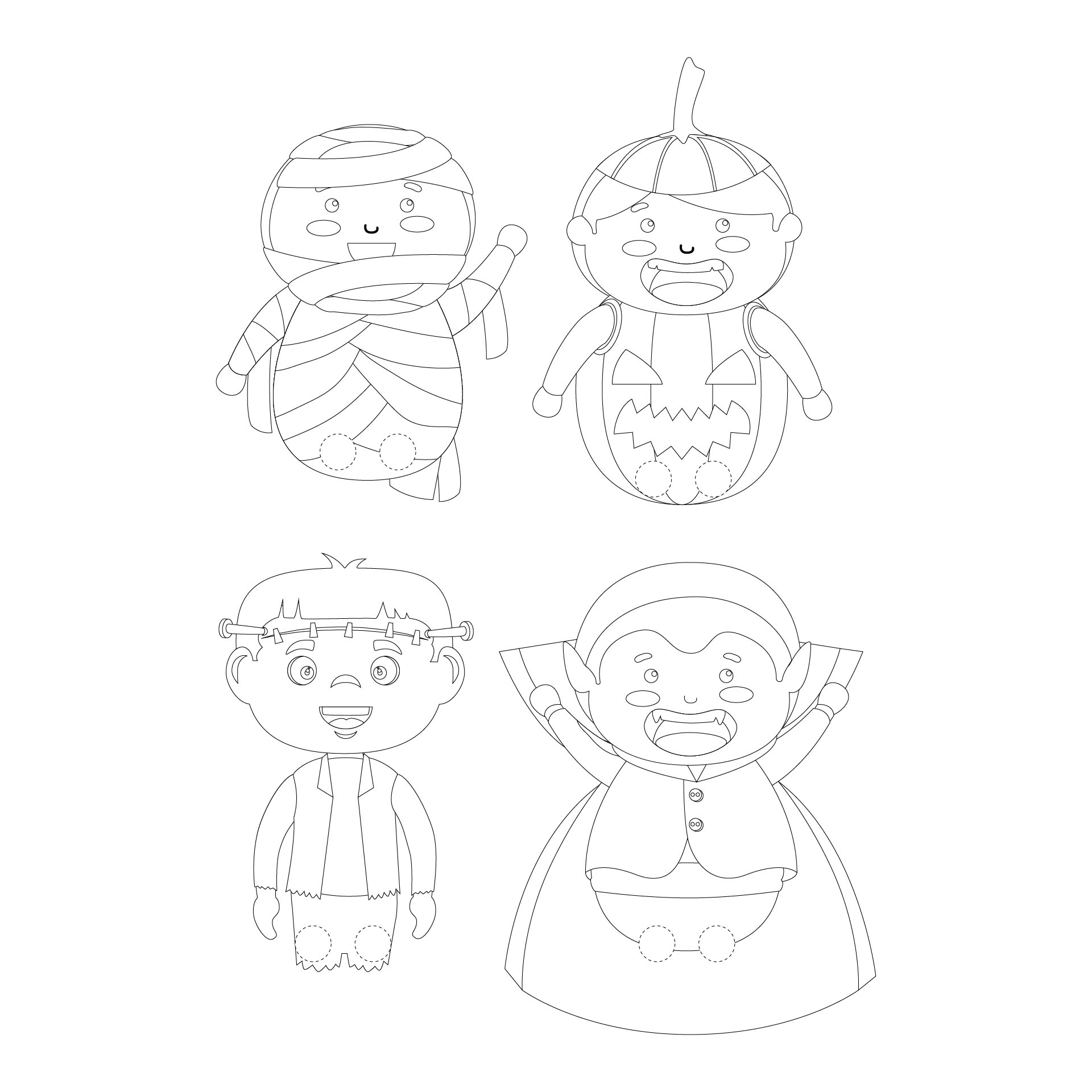 Halloween Finger Puppets Coloring Pages