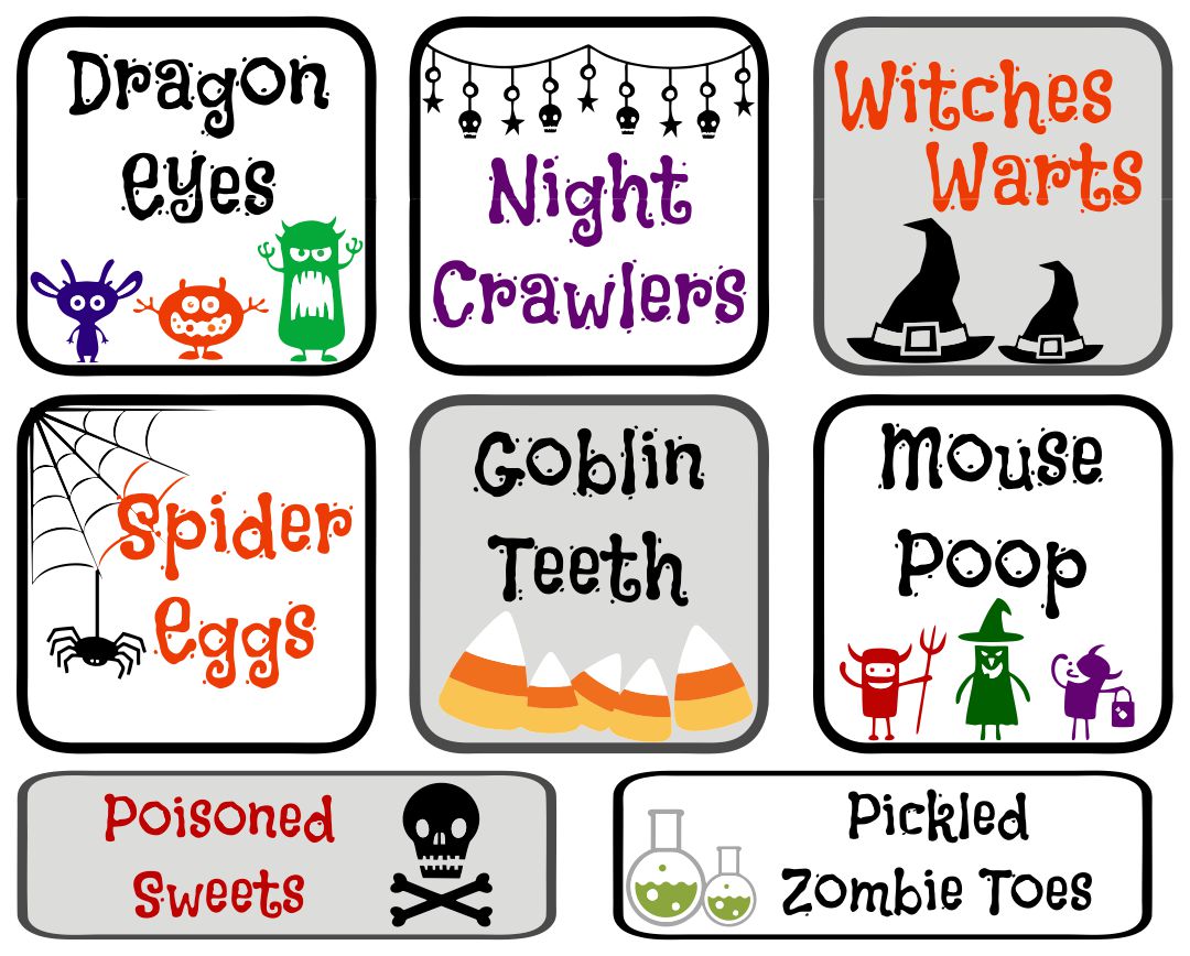 Halloween Food Label Printables