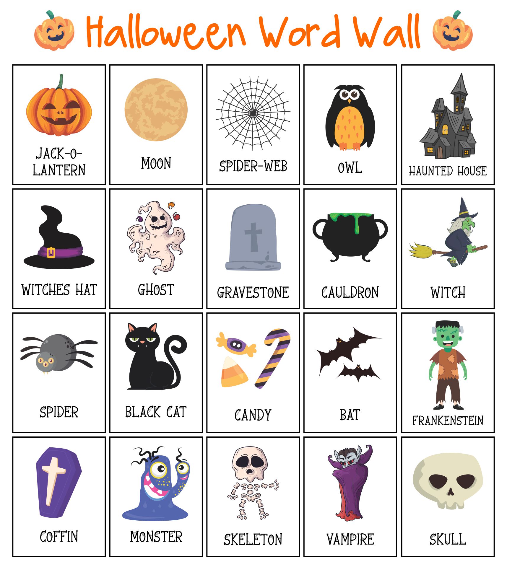 Halloween Preschool Word Wall