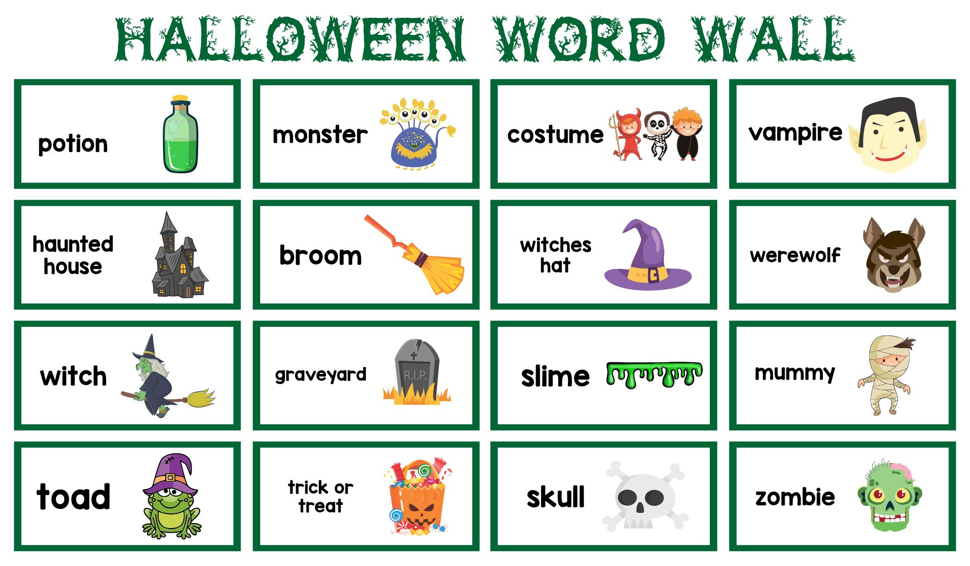 Halloween Word Wall Vocabulary