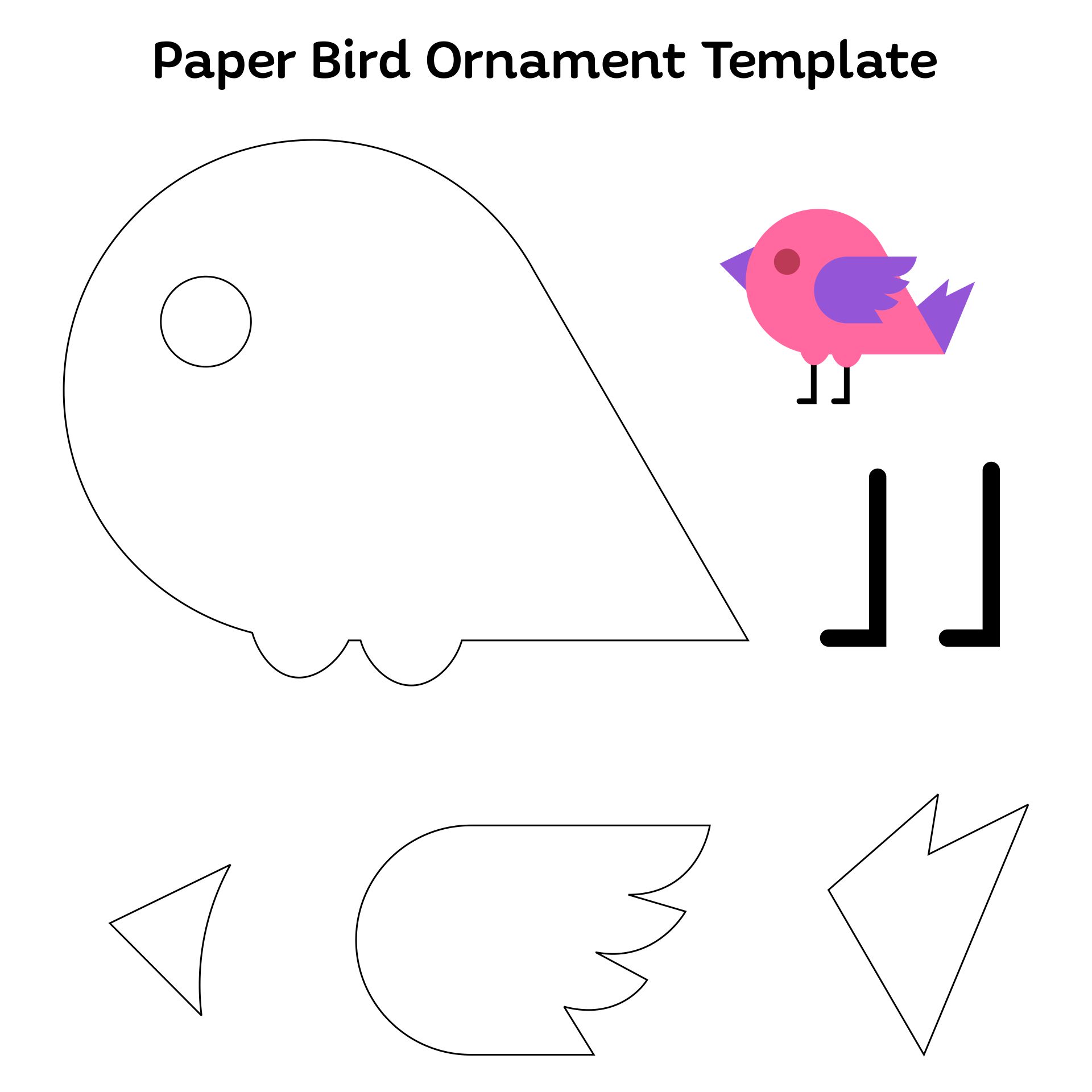 Paper Bird Ornament Template