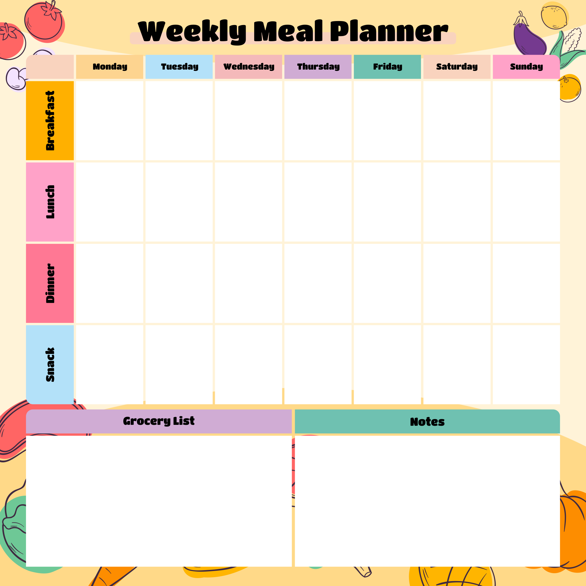 Printable Meal Planner Chart