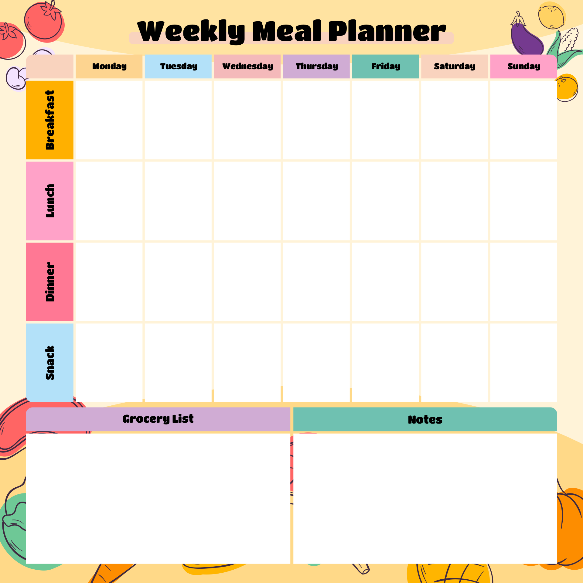 Food Schedule Template from www.printablee.com