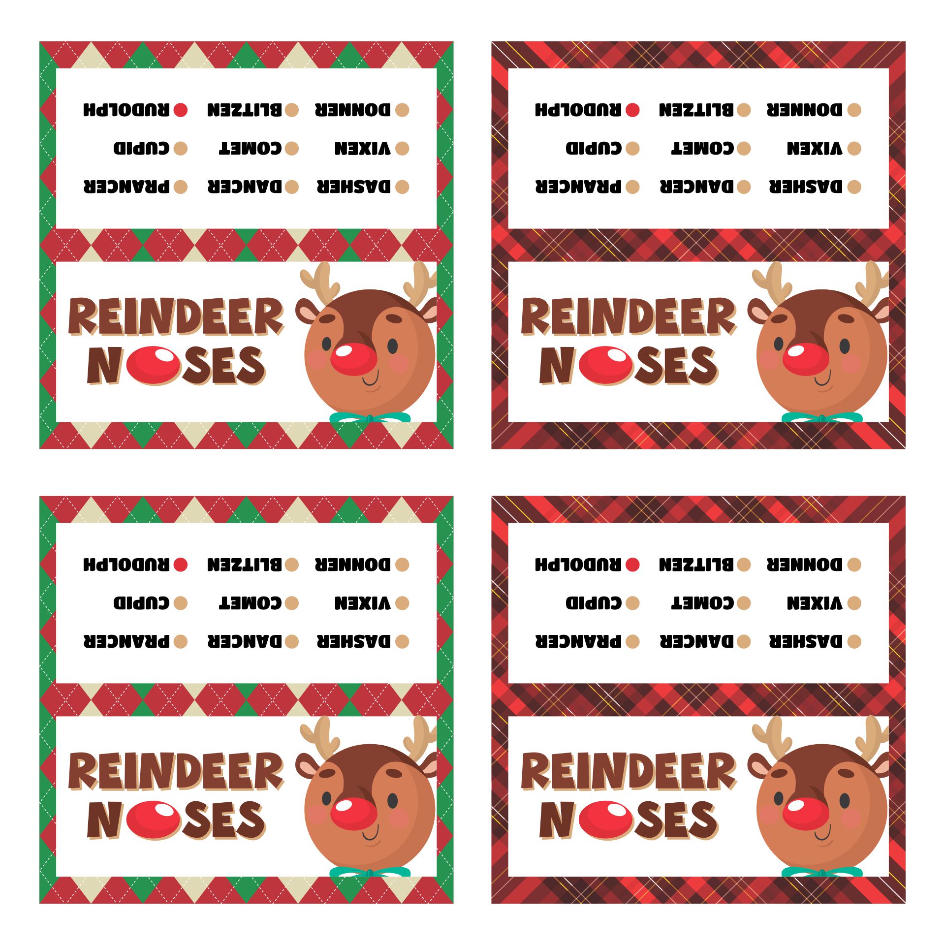 Printable Reindeer Noses Bag Toppers