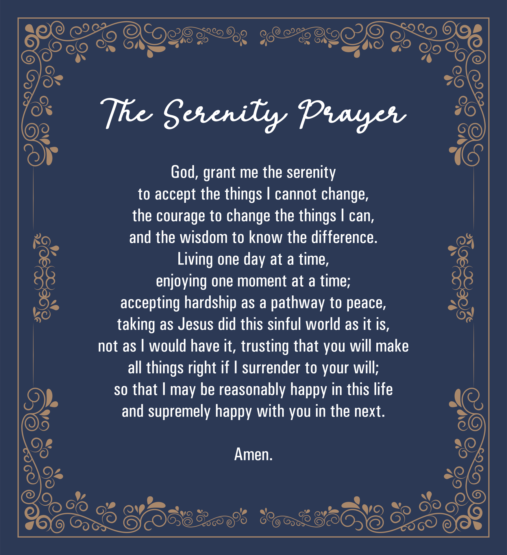 Free Printable Serenity Prayer Long Version