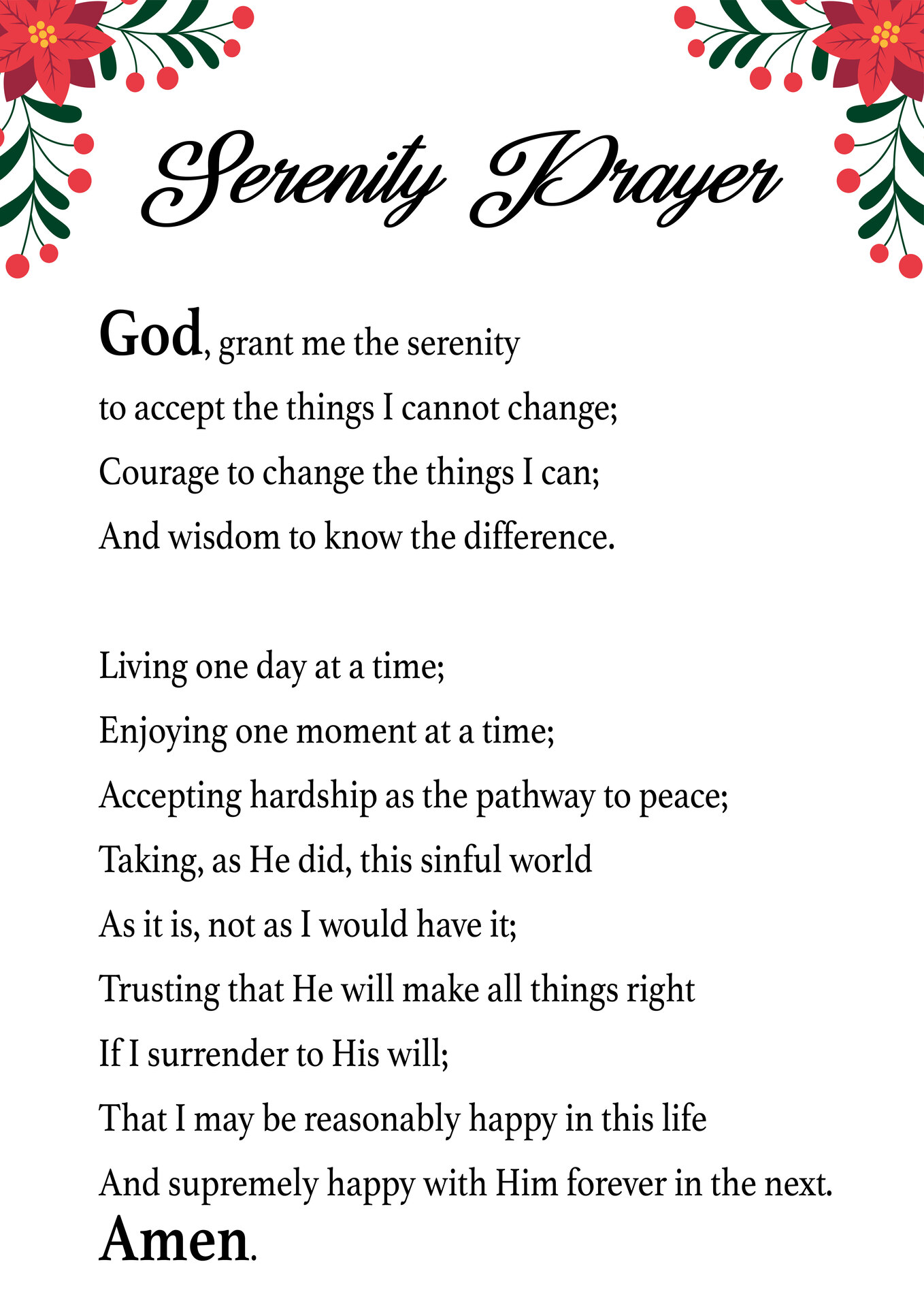 The Serenity Prayer Version 10 Free PDF Printables Printablee