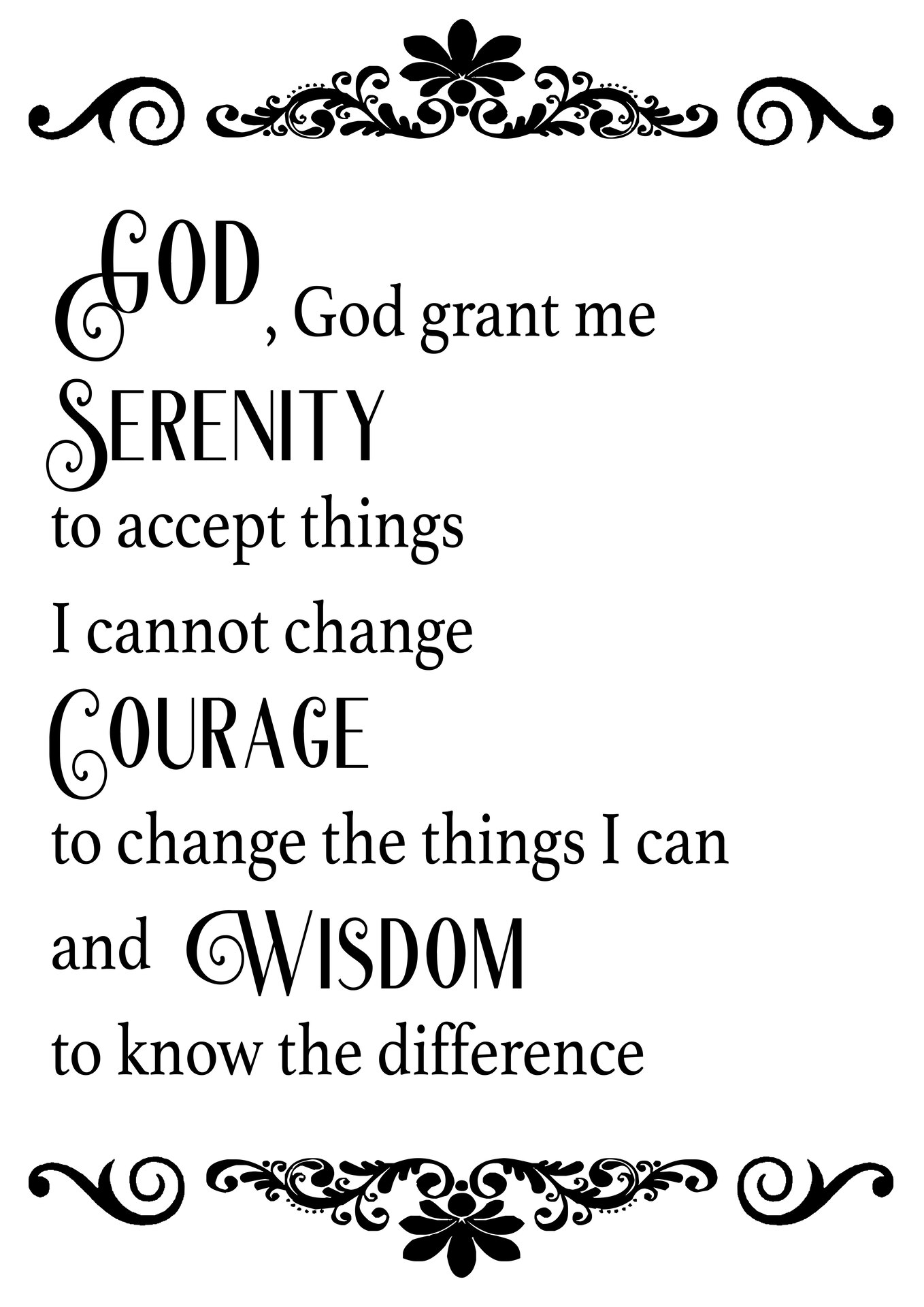 Serenity Prayer Short Version Printable