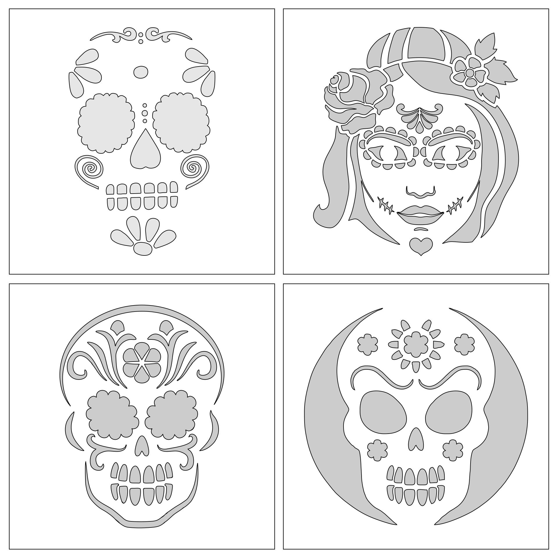 Sugar Skull Pumpkin Carving Templates