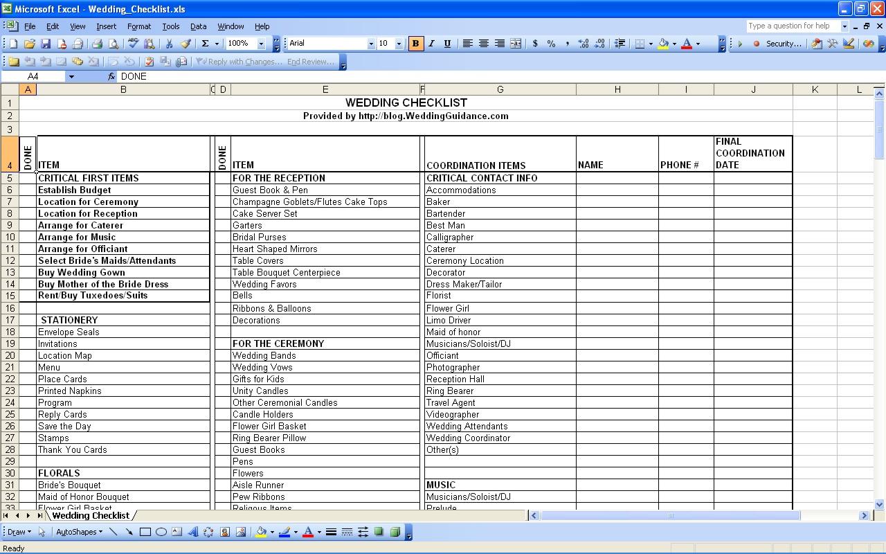 Wedding Planning Checklist Printable