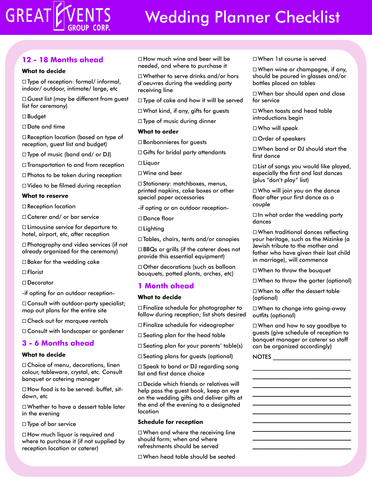 Wedding Planning Checklist Template