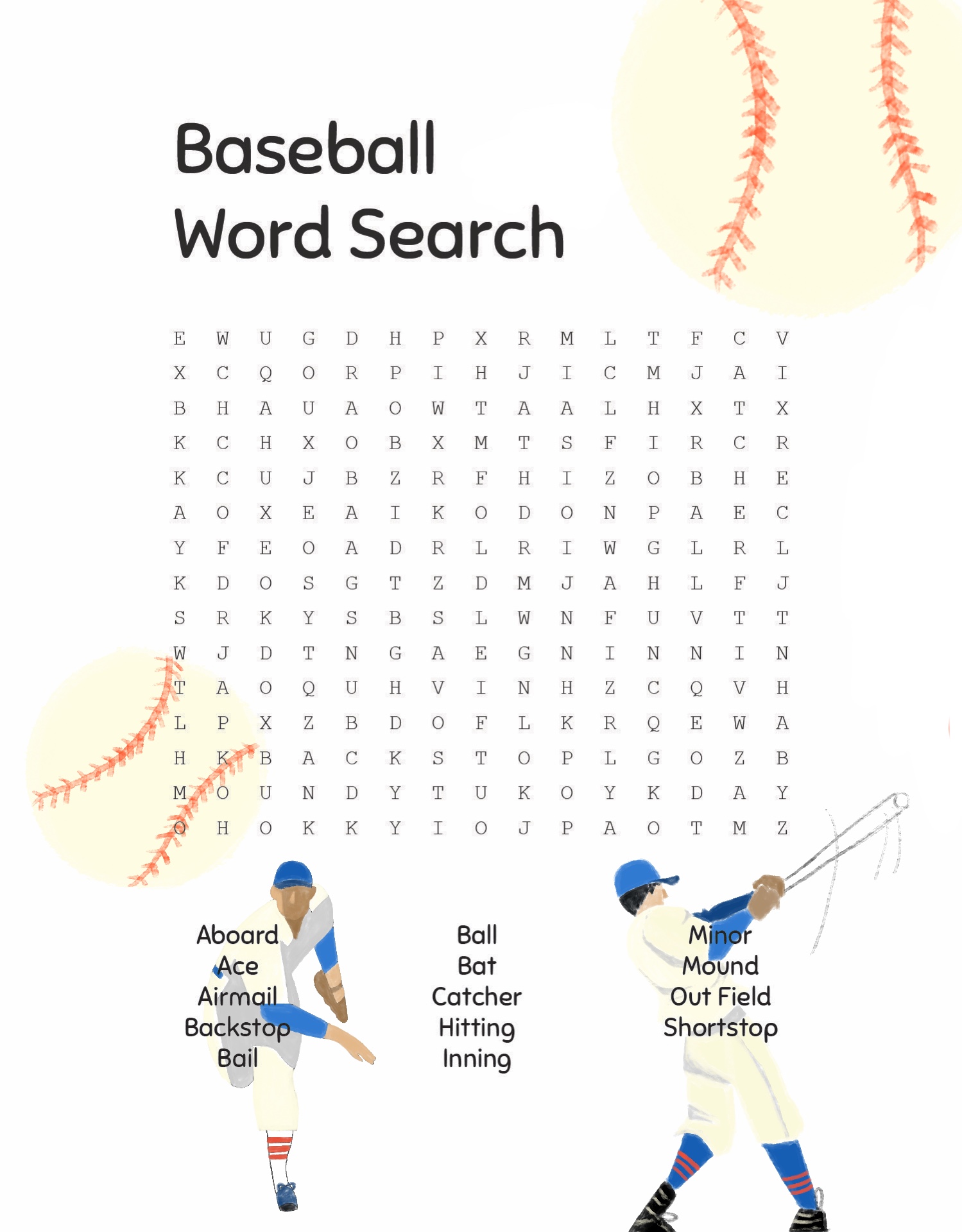 Baseball Teams Word Searches Printable