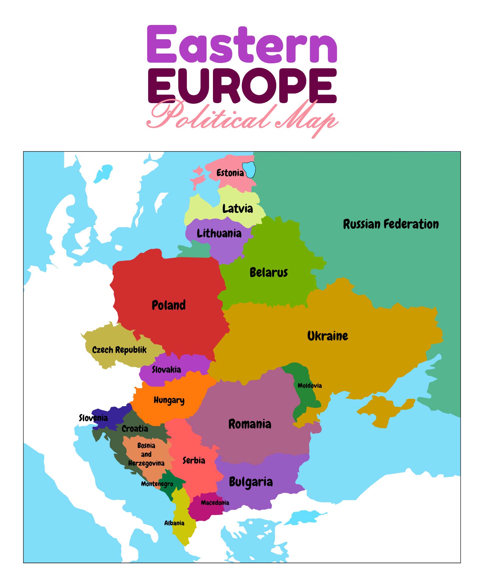 6 Best Printable Maps Of Eastern Europe Printablee