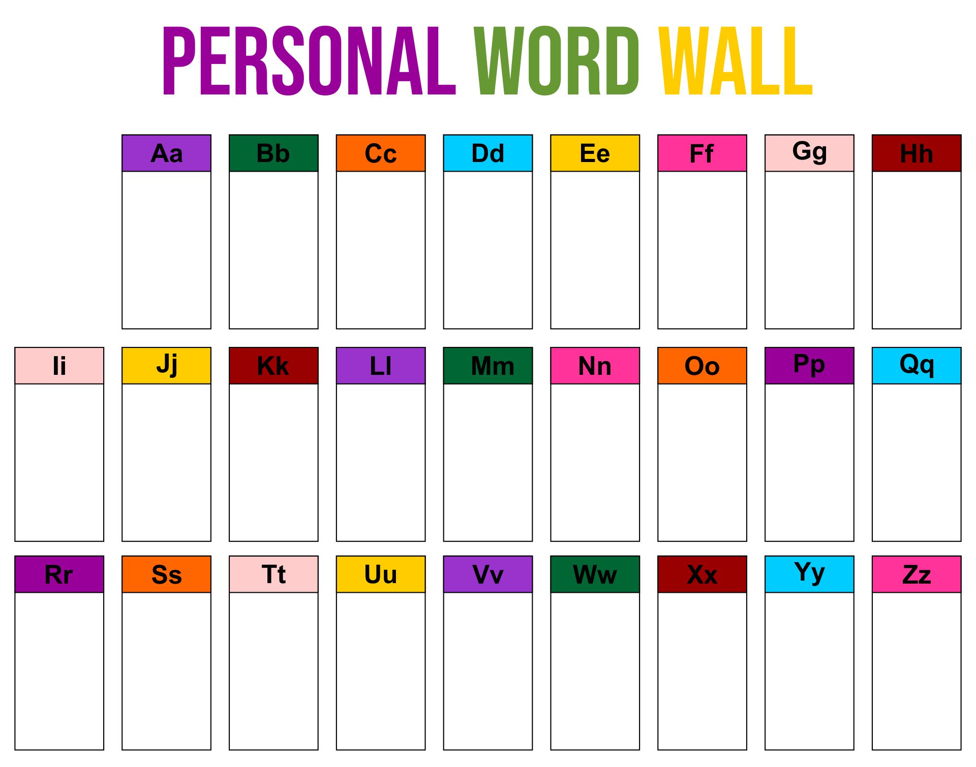 Printable Personal Word Wall