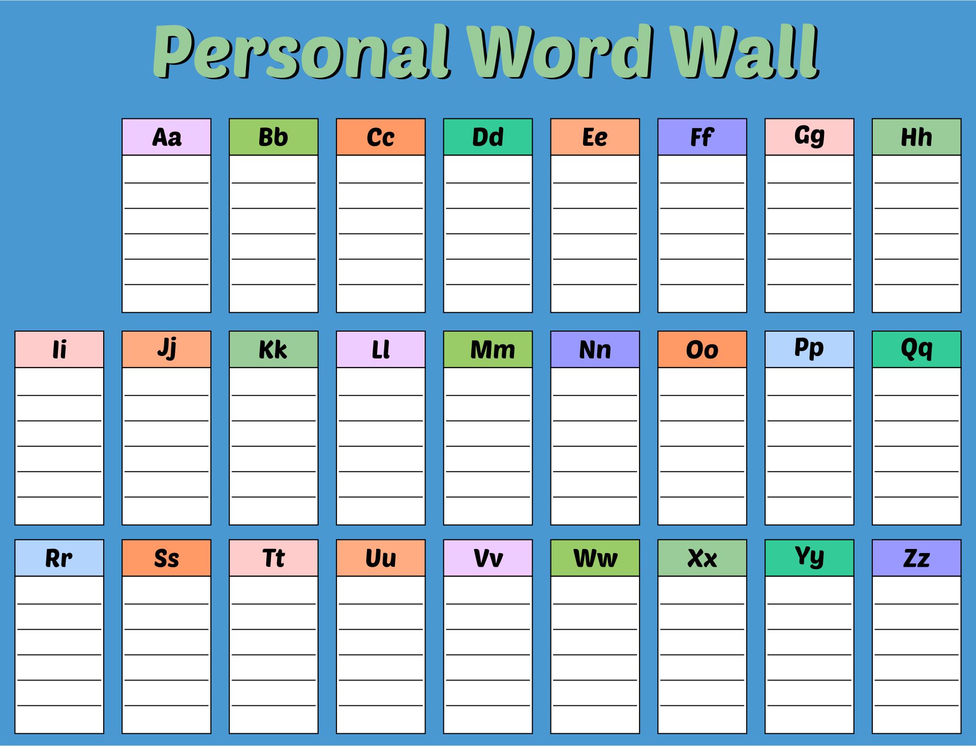 Personal Word Wall Printable Free Personal Word Wall Printable Free