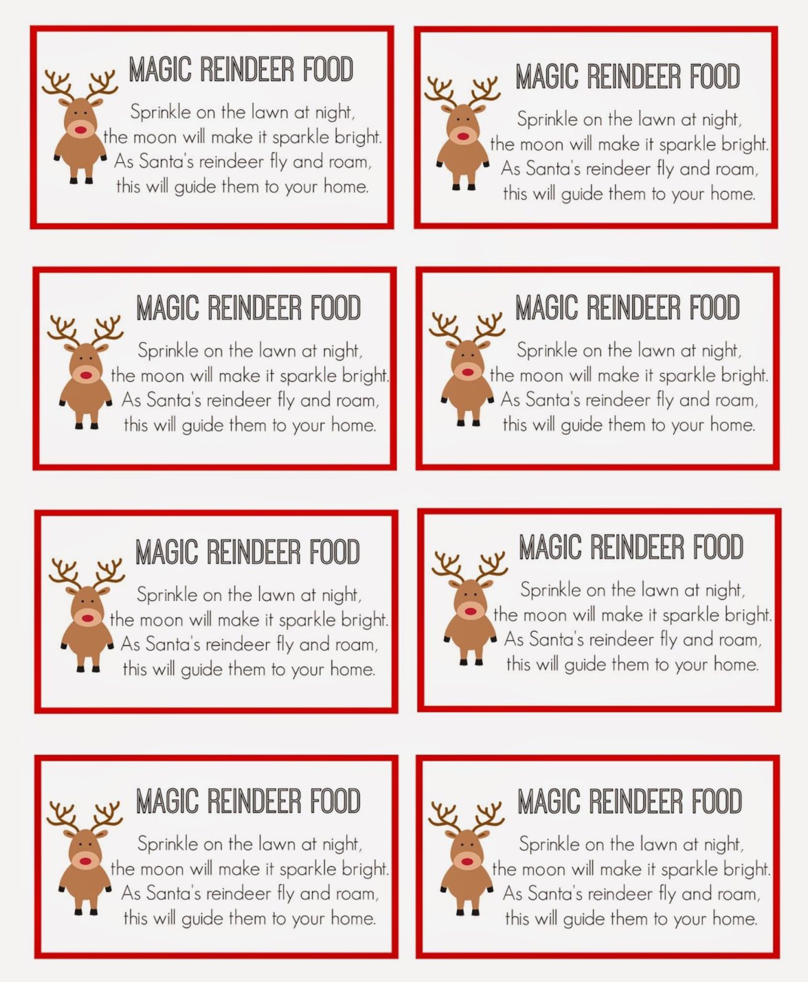  Reindeer Food Tags Printables