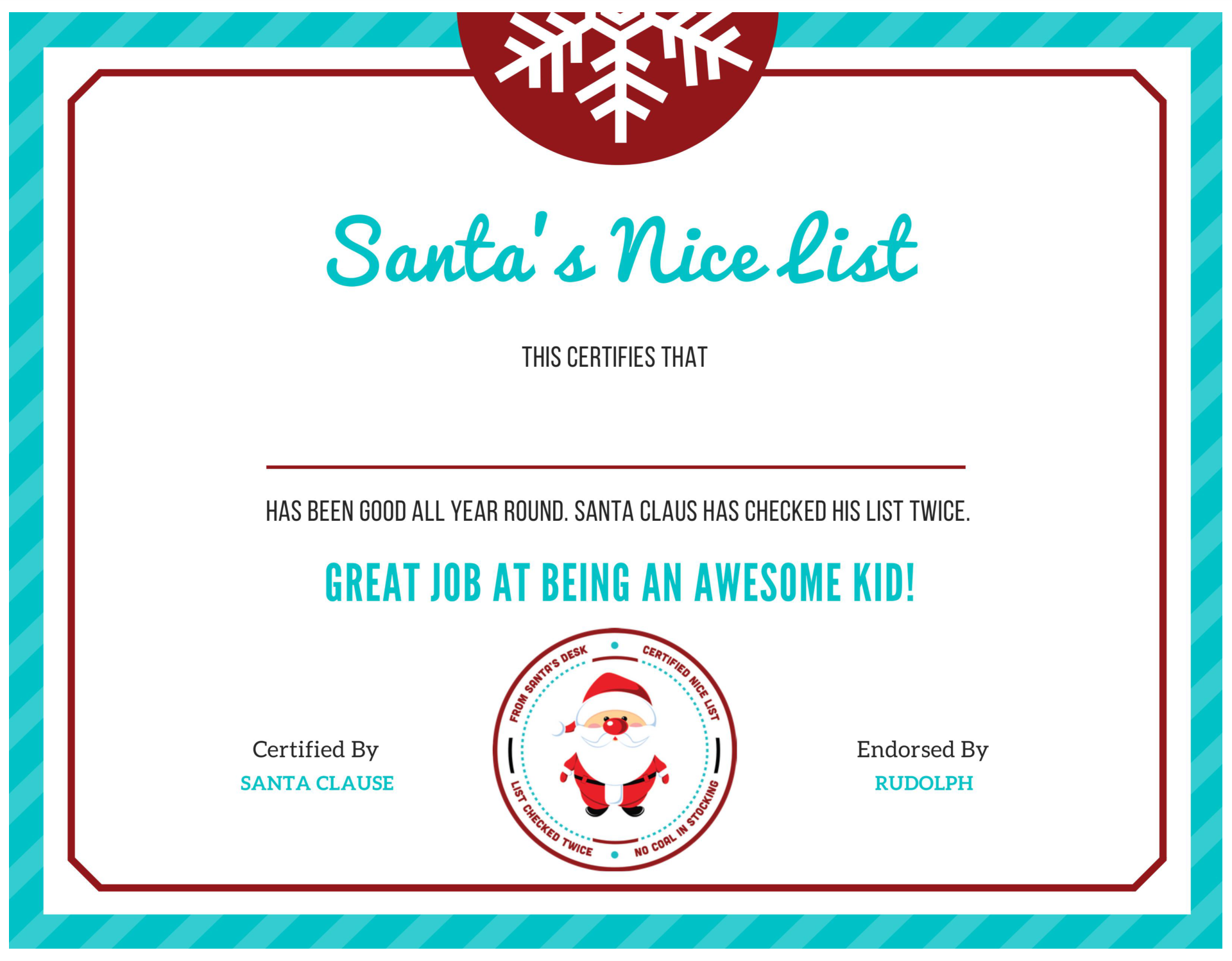 10 Best Blank Nice List Certificate Printable