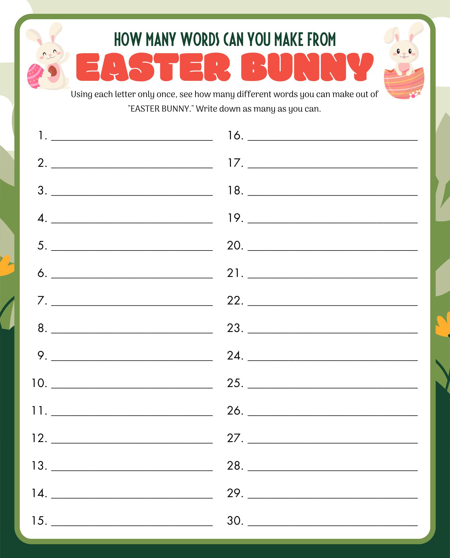 How Many Words Can Make You Happy Easter From